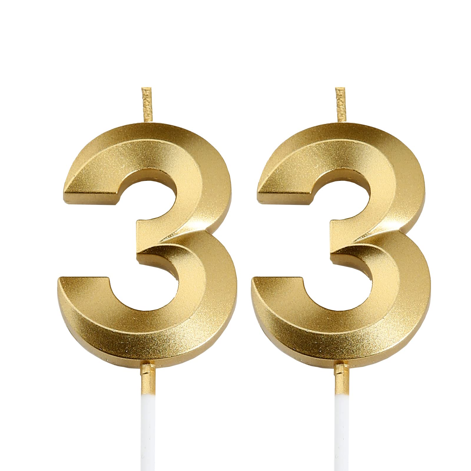 33rd Birthday Candles - Gold Number 33 Cake Topper for Birthday Party Decorations | Perfect for Anniversary, Milestone Celebrations & Festive Decor