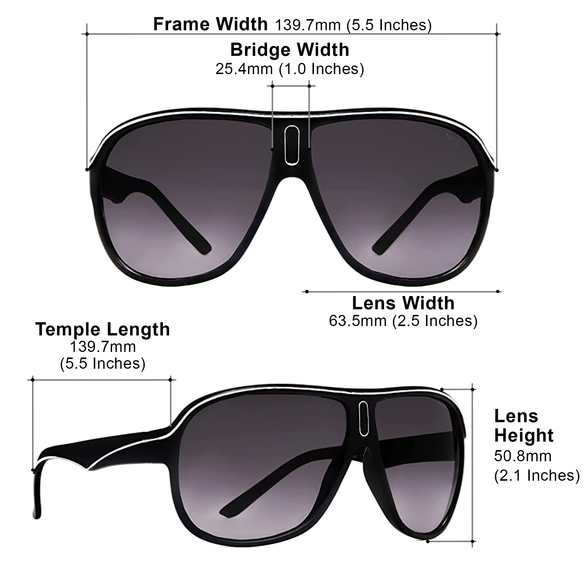 NYS Collection Sporty Oversized Aviator Sunglasses for Men & Women – Lightweight Durable Frame with 100% UV Protection – Perfect for Driving, Travel & Outdoor Activities