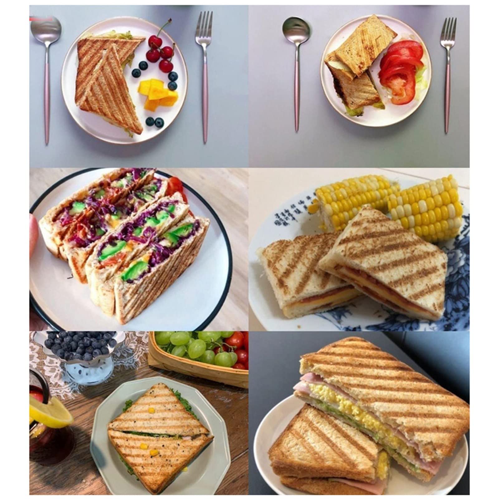 Nonstick Double Sided Frying Pan - Aluminum Alloy Sandwich Panini Maker for Breakfast & Omelette Cooking