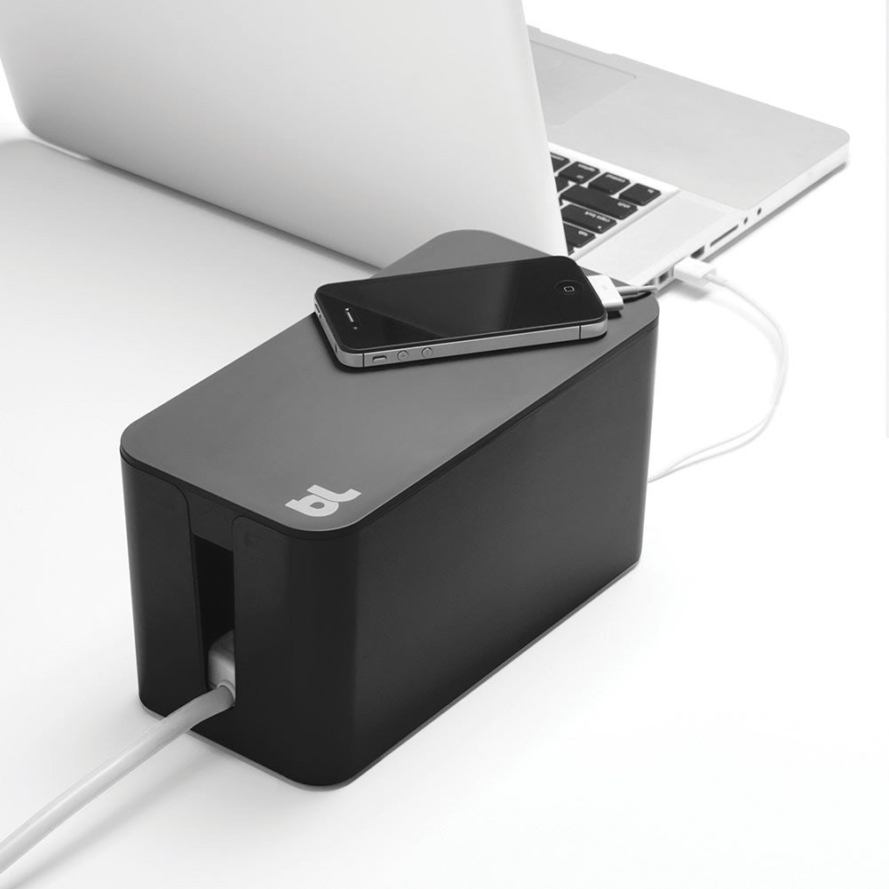 Bluelounge Cablebox Mini - Compact Cable Organizer for Desk & Home Office - Perfect for Managing Chargers, Cables & Wires - Ideal for Workspace, Gaming Setup & TV Stand Organization