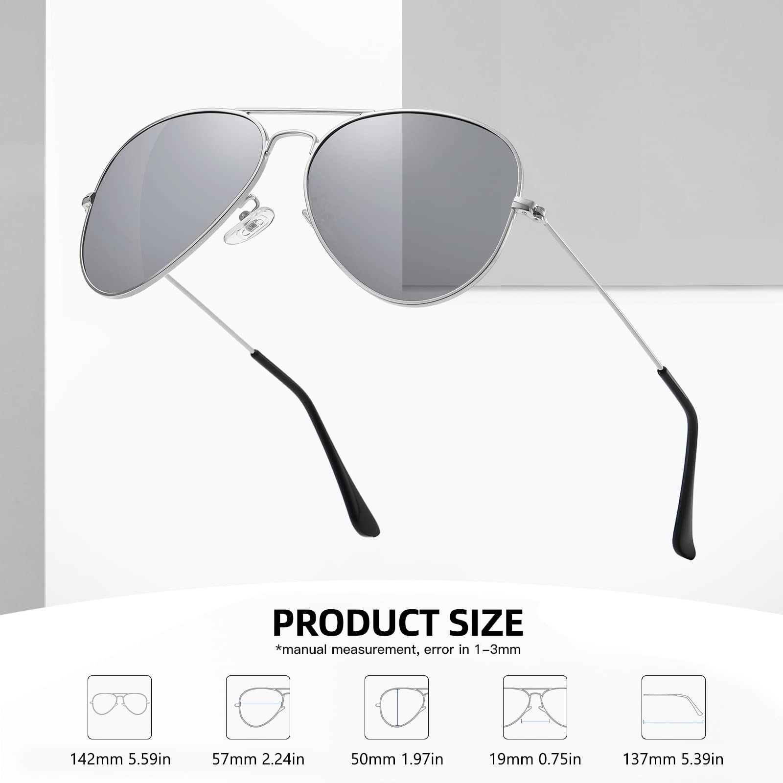 Polarized Aviator Sunglasses for Men & Women - UV400 Protection, Metal Frame - Perfect for Driving, Outdoor Activities & Fashion Accessories