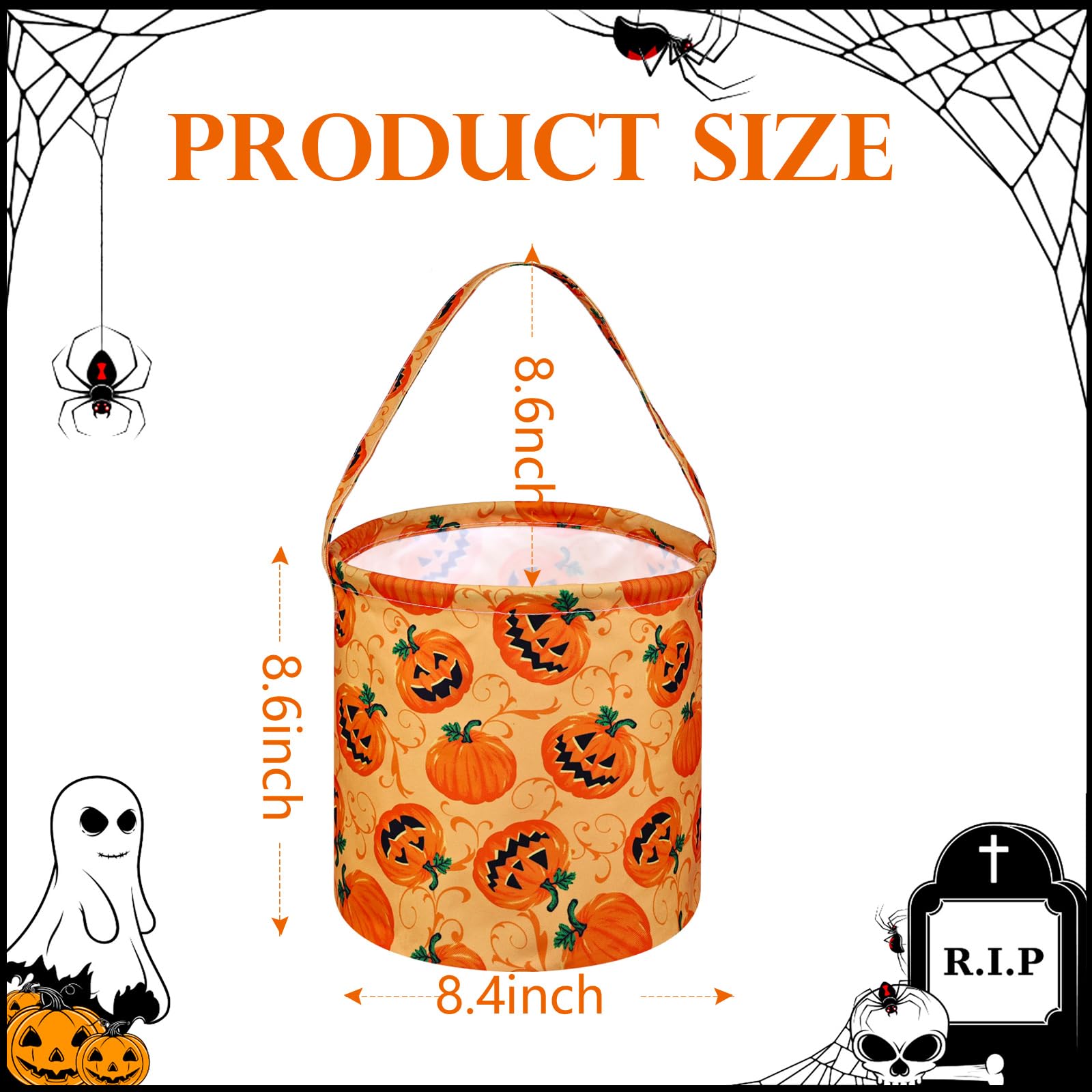 Happy Halloween Pumpkin Storage Basket - Collapsible Gift Bucket with Handles, Home & Office Decor for Nursery, Parties, and Fall Seasonal Decorations