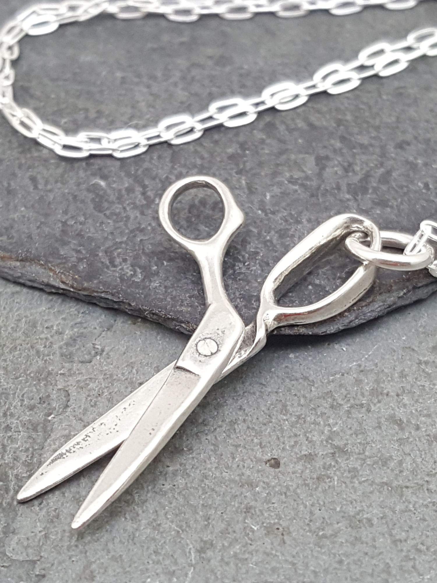 3D Sterling Silver Scissors Charm Necklace - 18 Inch Adjustable Chain - Perfect for Jewelry Making, Sewing Enthusiasts & Fashion Accessories