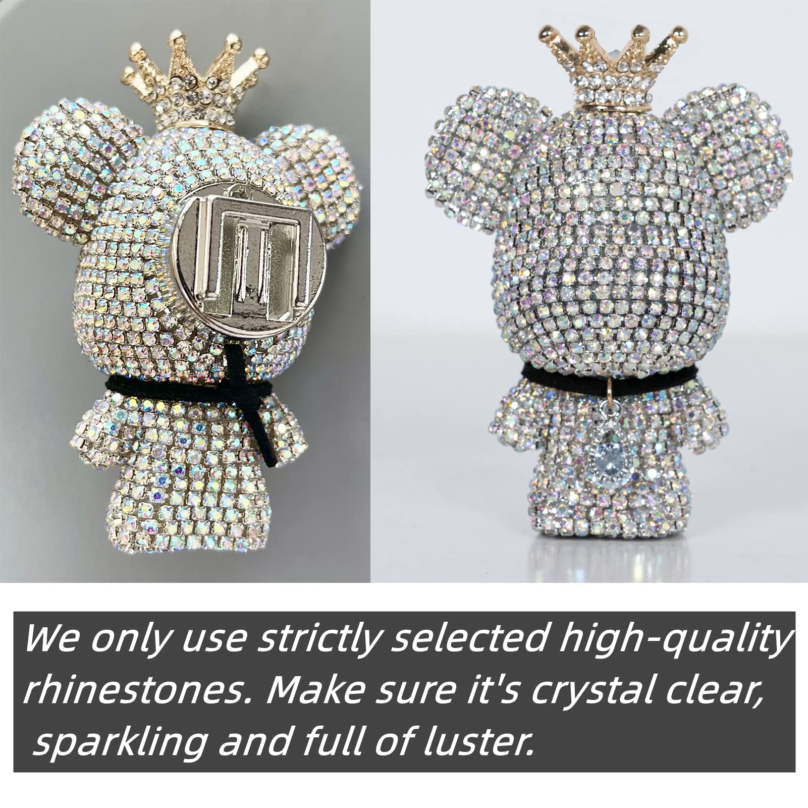 Sparkling Rhinestone Bear Car Air Freshener with Vent Clip - Crystal Bling Car Accessories for Women, Aesthetic Interior Decor (Silver) | Perfect for Gifts & Car Interior Styling