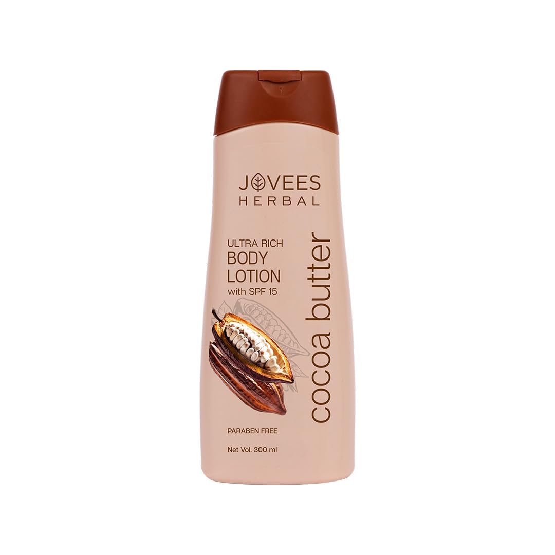Jovees Cocoa Butter Body Lotion 300ml - Deep Moisturizing, Non-Sticky Formula for Very Dry Skin | Winter Skin Care with Cocoa Butter for Smooth & Healthy Skin | Perfect for Daily Hydration & Cold Weather Protection