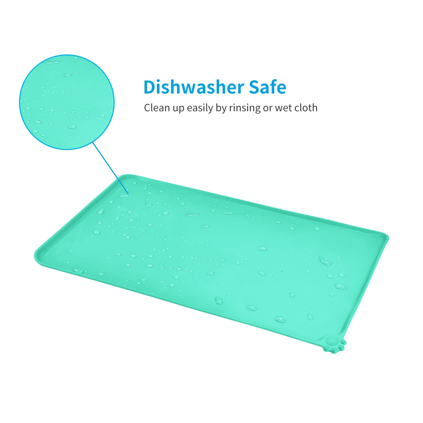 AUDWUD Non-Slip Silicone Pet Feeding Mat - Waterproof Dog Bowl Mat for Food & Water - Perfect for Messy Eaters, Puppy Training & Hard Floor Protection