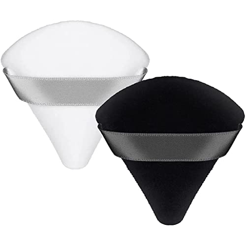 BIRDLINE 2-Pack Triangle Makeup Sponge Puffs for Women - Soft Cotton Powder Puff for Loose & Pressed Powder, Foundation & Contouring - Perfect for Under Eyes, Face Corners & Full Face Makeup Application