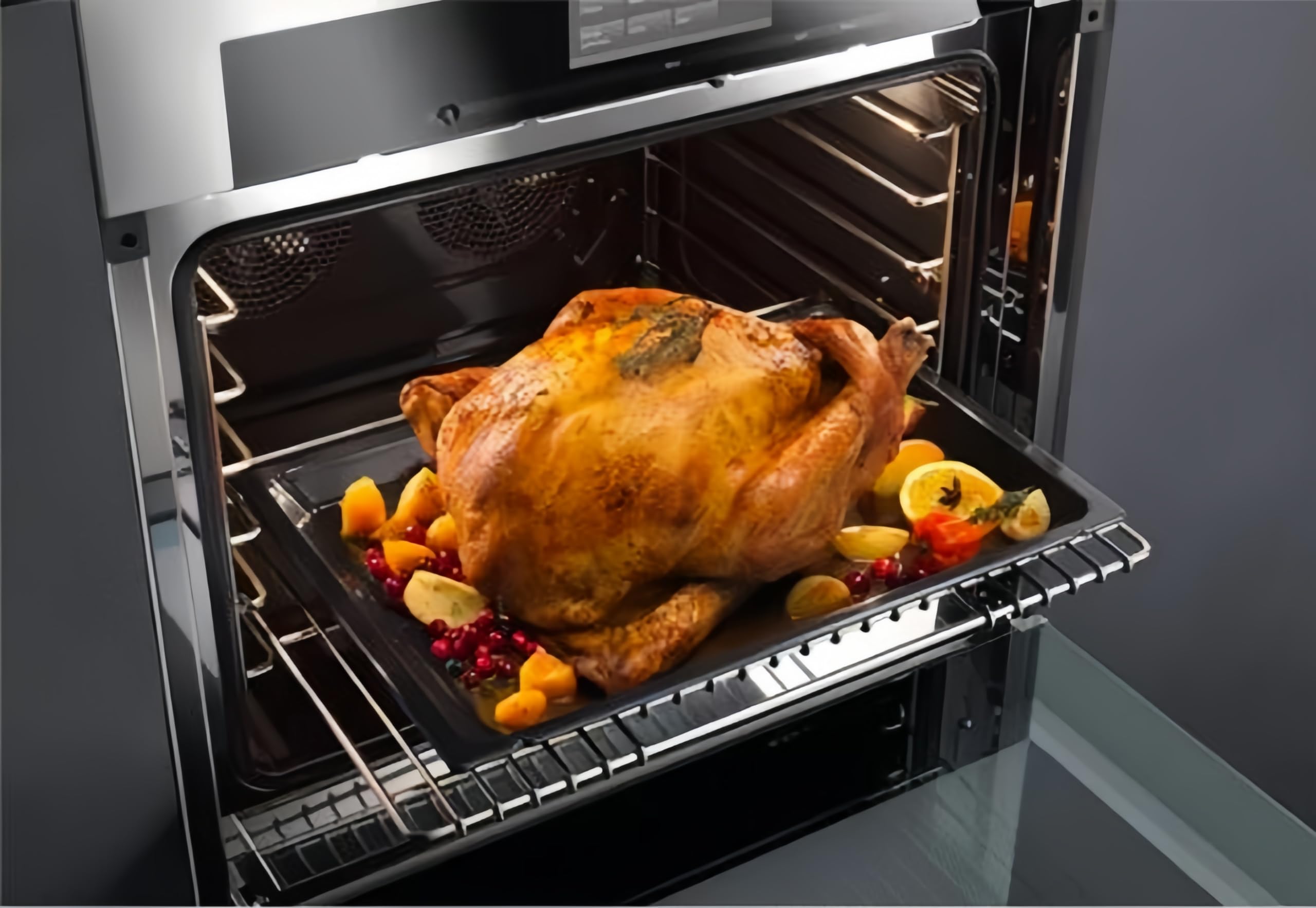 Premium Heavy Duty Stainless Steel Roasting Pan for Turkey, Chicken & Meat - 23.4