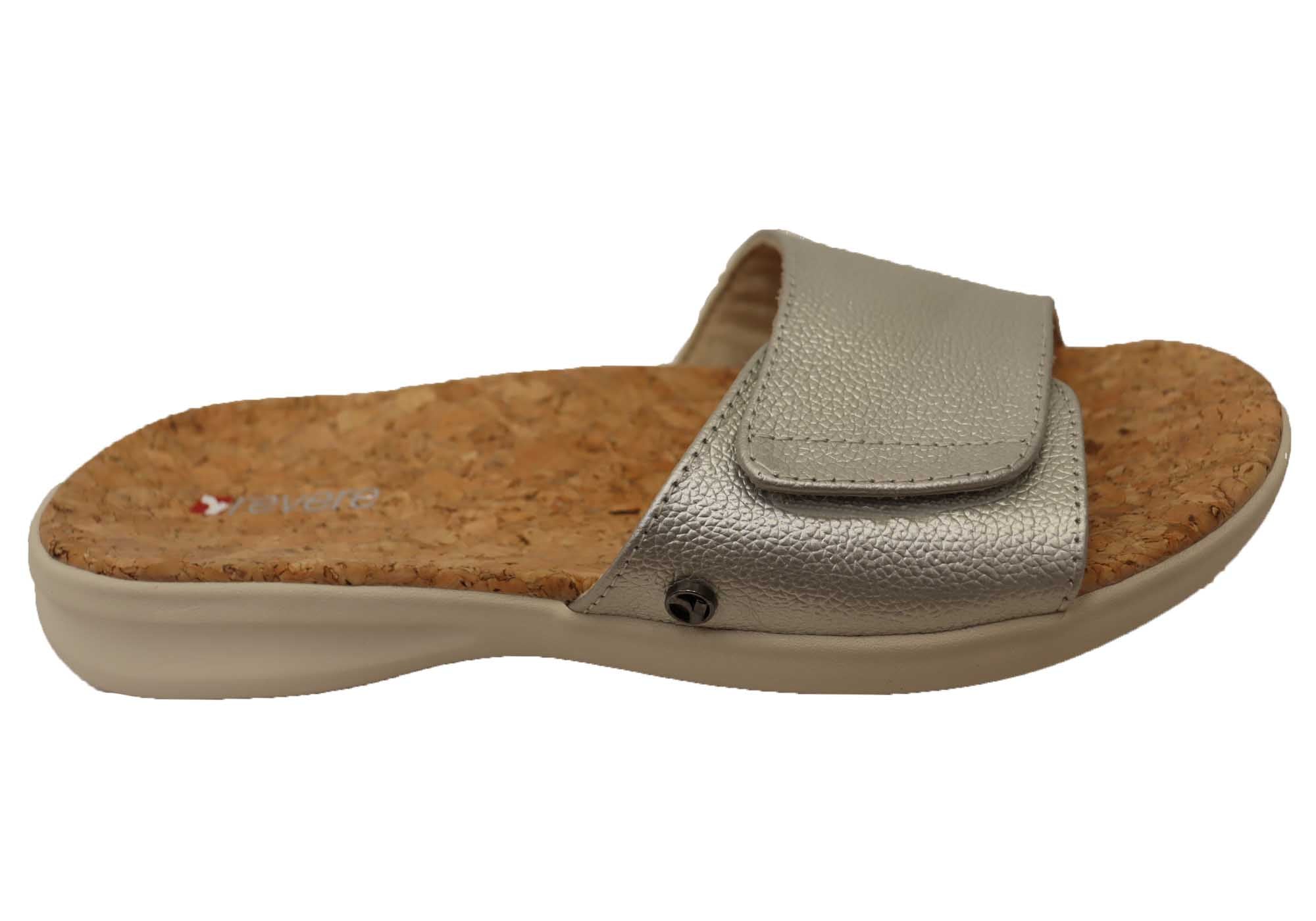 Revere Macau Women's Comfortable Leather Slides Sandals - Casual Summer Shoes for Beach, Pool & Home Wear
