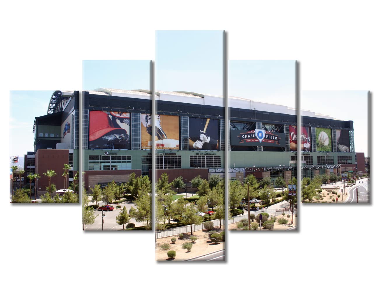 Chase Field Baseball Stadium Canvas Wall Art - 5 Panel Framed Print Ready to Hang (60