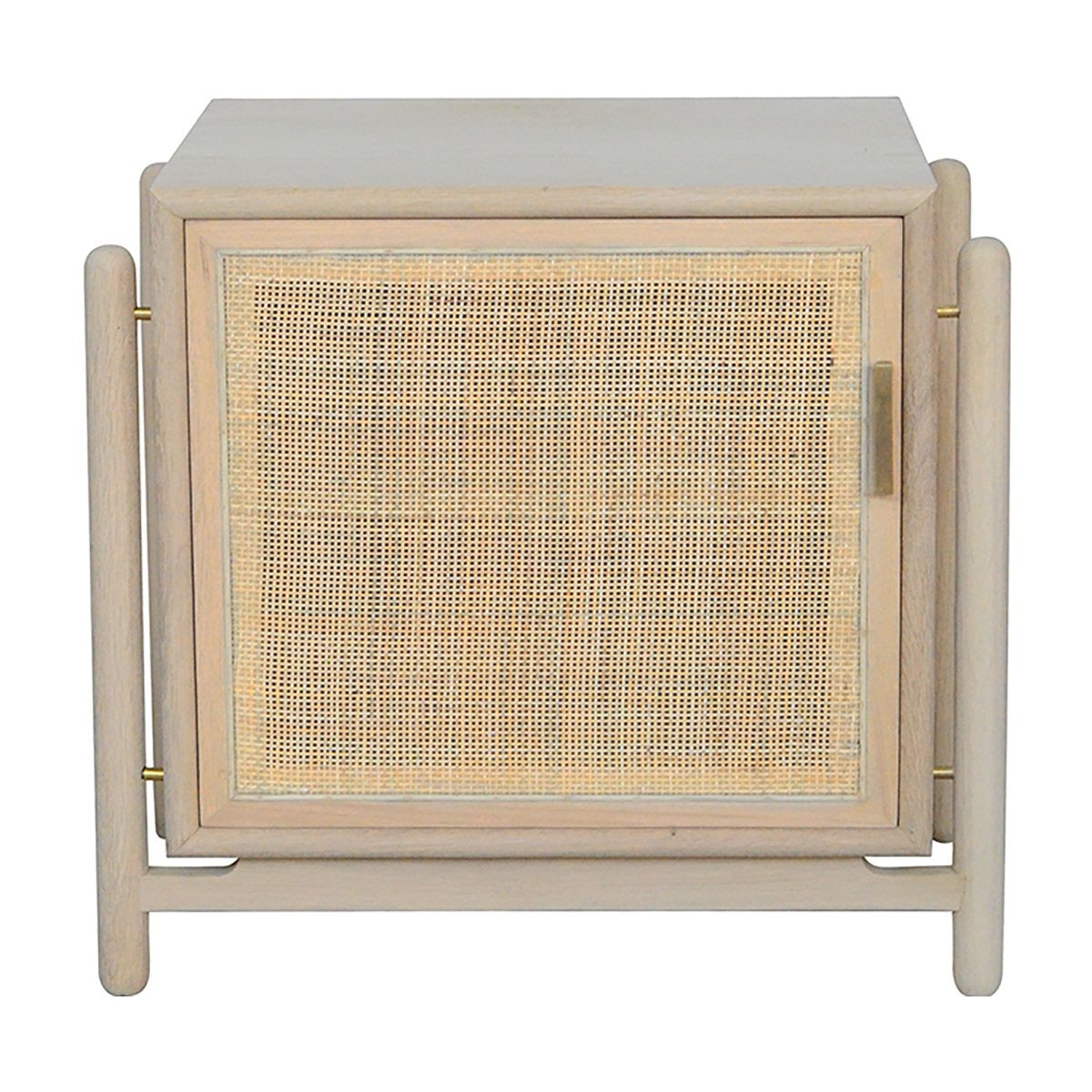 Alfa Rattan Left Bedside Table - Modern Nightstand with Storage Shelf for Bedroom, Living Room, or Nursery - Natural Woven Design for Home Decor