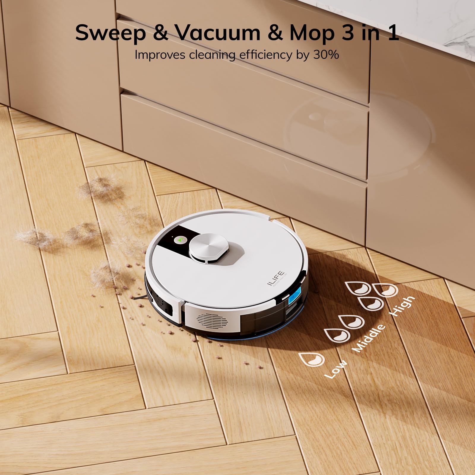 ILIFE A12 Pro Robot Vacuum and Mop Combo with Self-Emptying Station (60 Days Capacity) - Smart LiDAR Navigation, Home Mapping, No-Go Zones, WiFi/Alexa/App Control - Ideal for Hardwood Floors & Pet Hair Cleaning (110V US Version) - Perfect for Large Homes & Busy Families