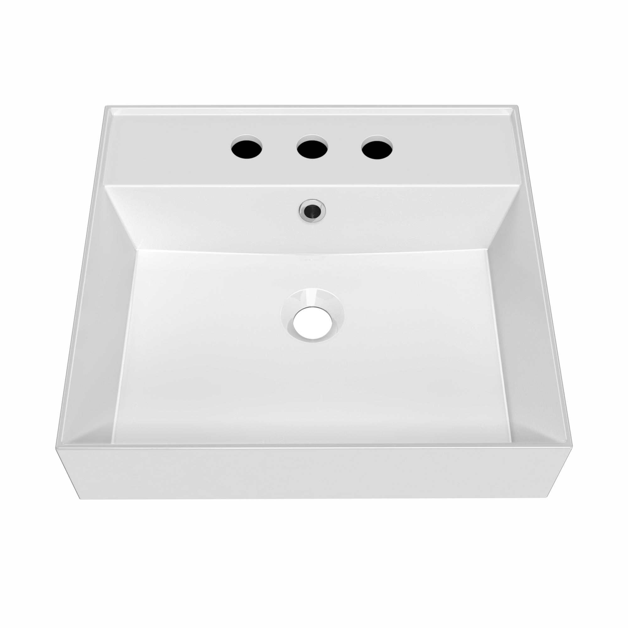 Modern Rectangular Wall Mount Bathroom Sink with Faucet Drilling Options & Overflow - Perfect for Small Bathrooms, Powder Rooms & Contemporary Home Decor
