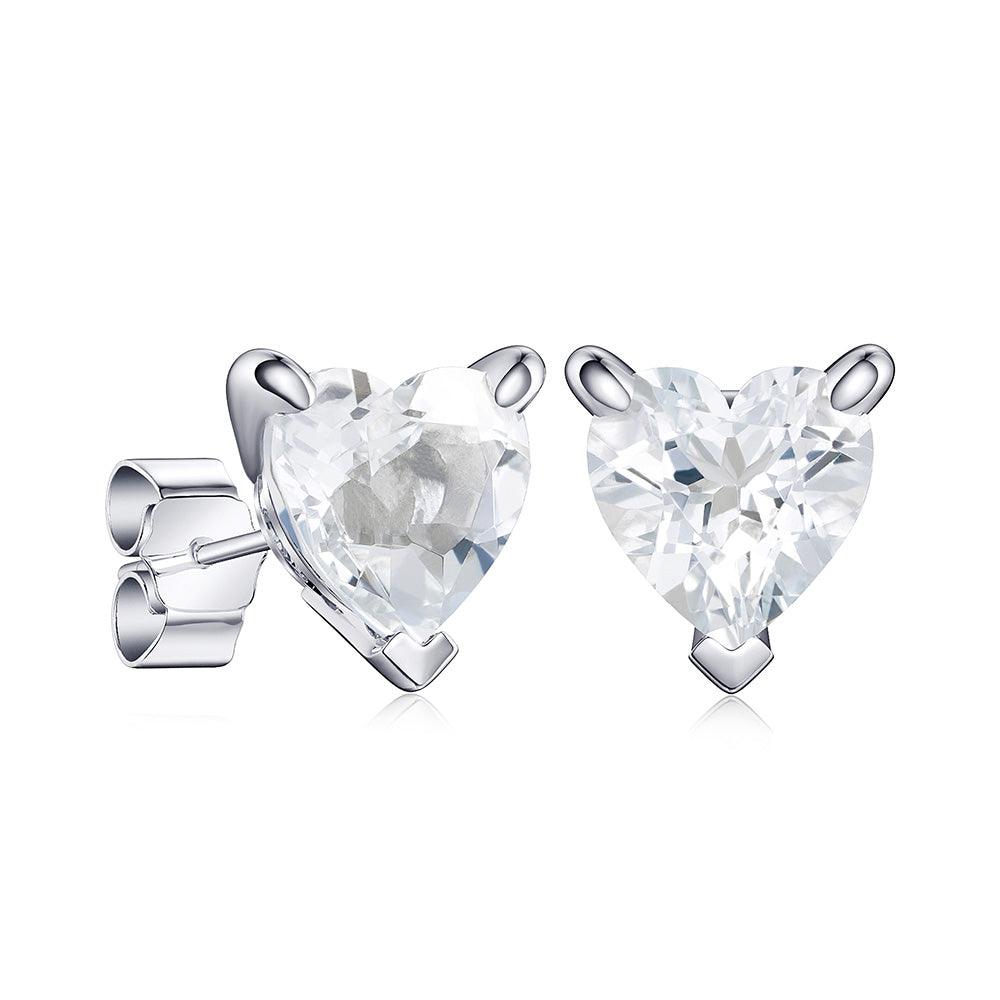 1 CT Heart Shaped Birthstone Stud Earrings - Genuine Gemstone Jewelry for Women, Perfect Gift for Anniversary, Valentine's Day & Mother's Day - Elegant Everyday Wear & Special Occasions