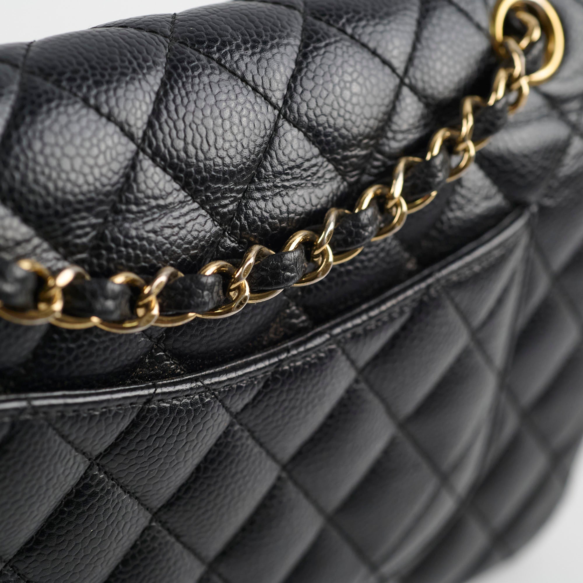 Chanel Classic Double Flap Bag Medium/Large Size in Black Caviar Leather with Gold Hardware - Perfect for Luxury Fashion, Evening Events & Gift Giving
