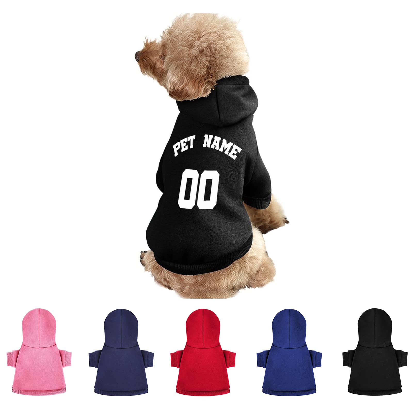 Custom Puppy Hoodie with Name & Number - Soft Warm Pet Sweater for Dogs & Cats - Perfect for Winter Walks