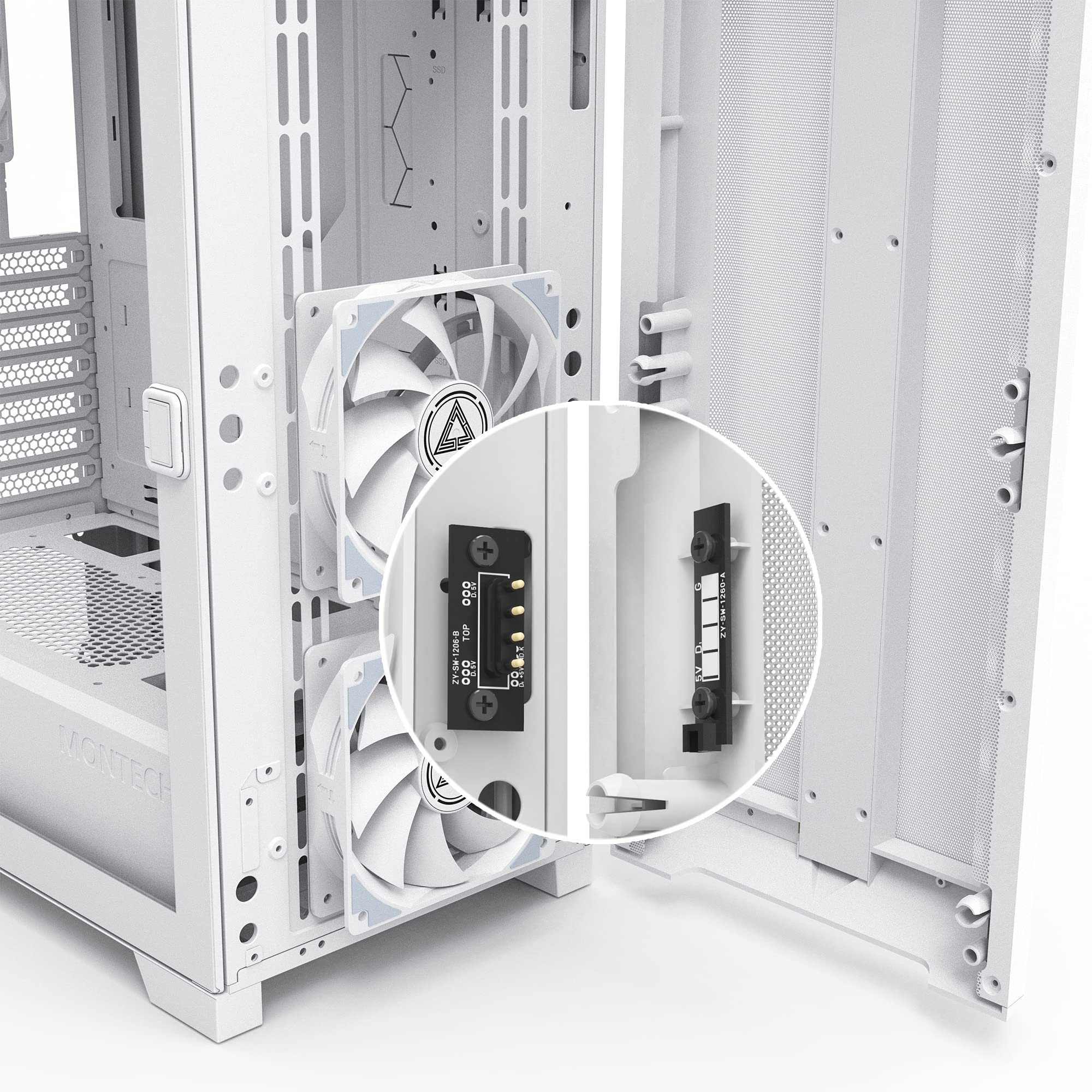 MONTECH Sky One Lite White Mid-Tower PC Case with Tempered Glass Side Panel - Perfect for Gaming Setup & Home Office Workstation