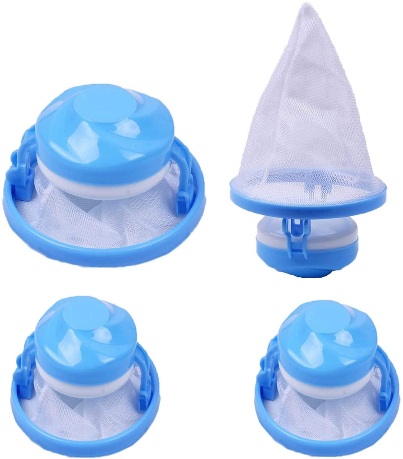 WHENWHEN Reusable Floating Laundry Lint Mesh Bag - Washing Machine Hair Filter & Catcher for Pet Hair, Lint, Debris - Blue Cleaning Mesh Pouch with Clothes Pins - Perfect for Home Laundry, Pets, Delicates (Blue)
