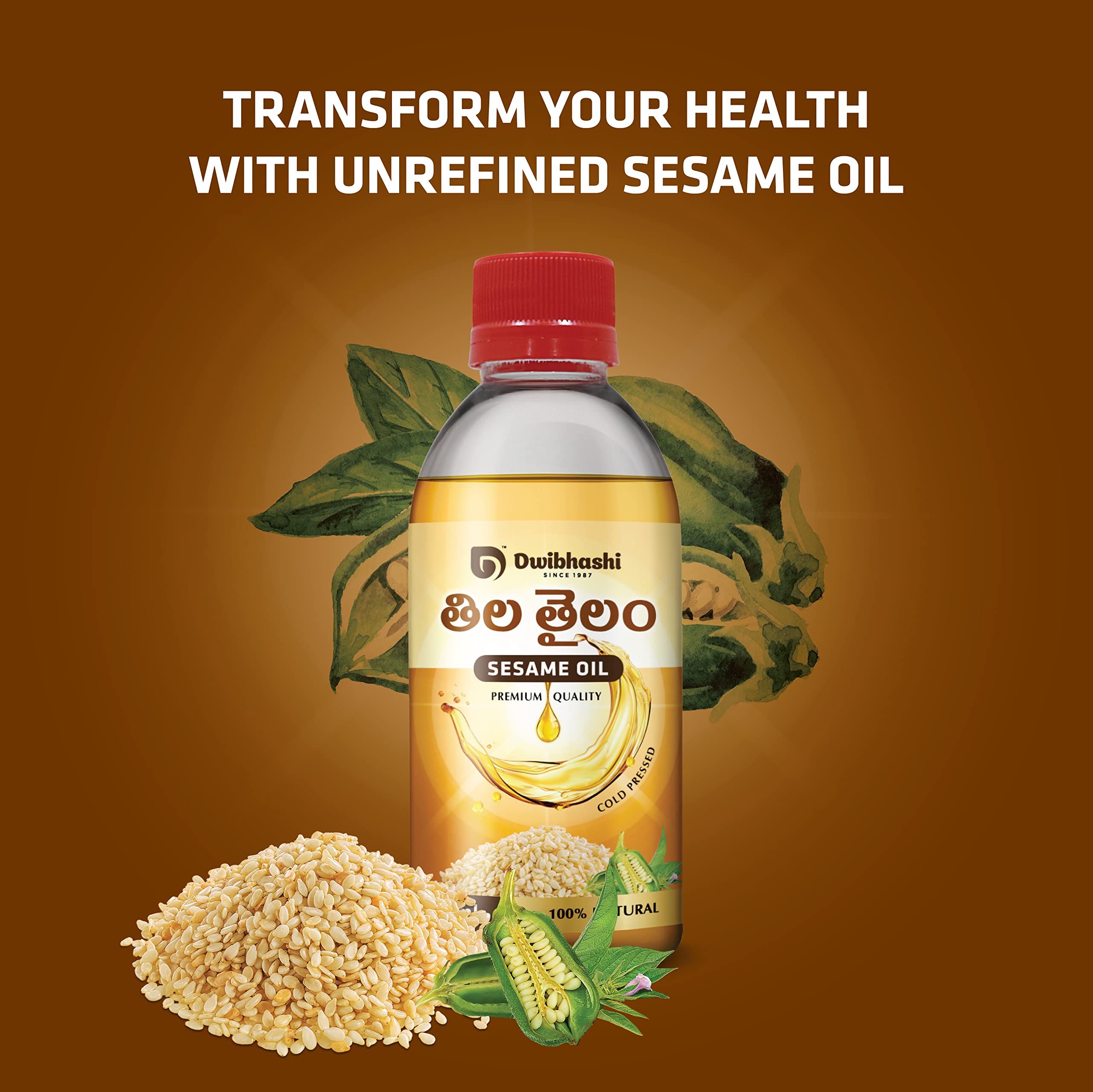 Premium Cold-Pressed Sesame Oil (Tila Tailam) - 400ml (Pack of 4) | Rich in Vitamin B & Antioxidants | Supports Heart Health & Blood Pressure Control | Ideal for Cooking, Ayurvedic Massage & Skin Care