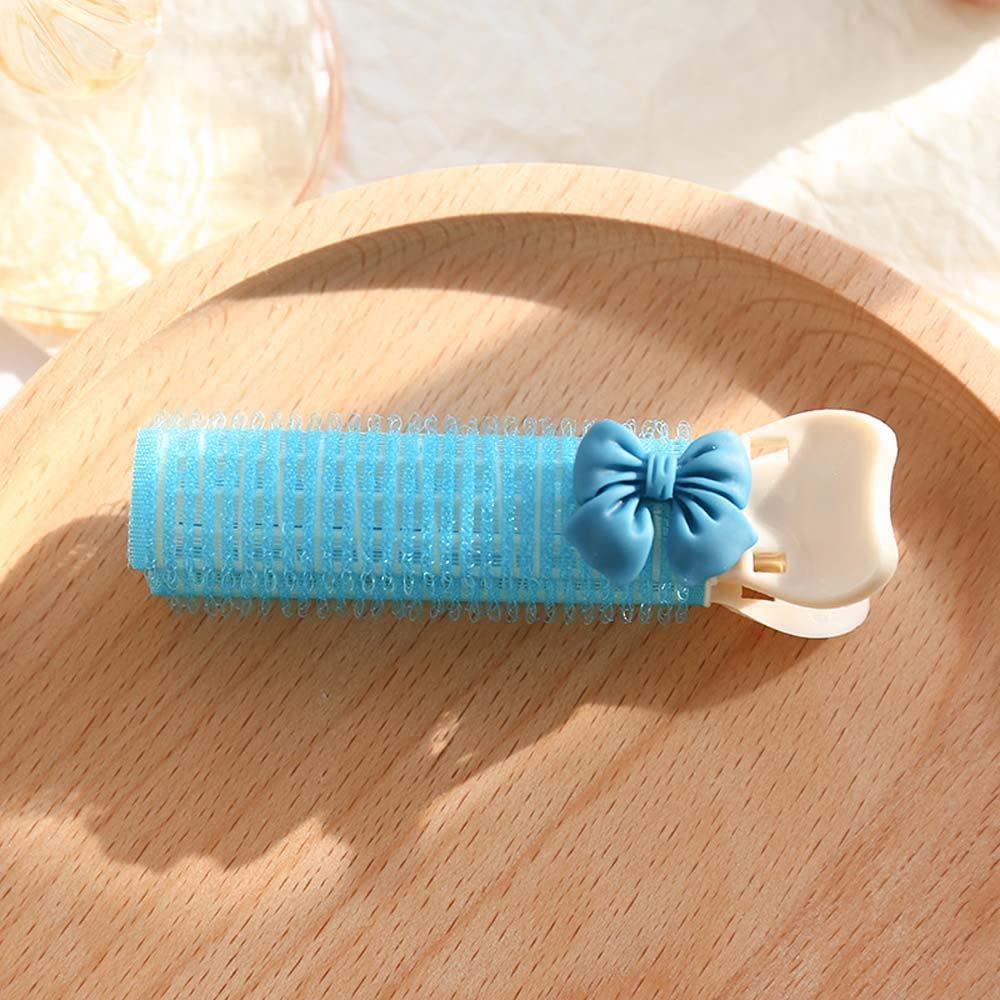 Double Layer Hair Rollers for Curly Bangs - Self Grip Hair Curlers with Fluffy Hair Clips - DIY Styling Tool for Voluminous Waves & Curls (Blue) - Perfect for Home Salon, Party Hairstyles & Daily Styling