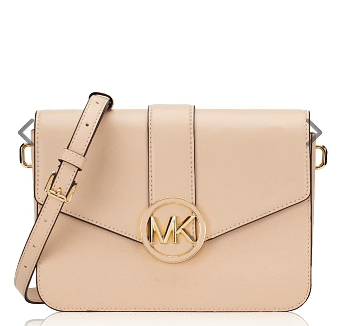 Michael Kors Carmen Medium Convertible Shoulder Bag Crossbody Handbag in Buff Leather - Perfect for Work, Travel & Everyday Use
