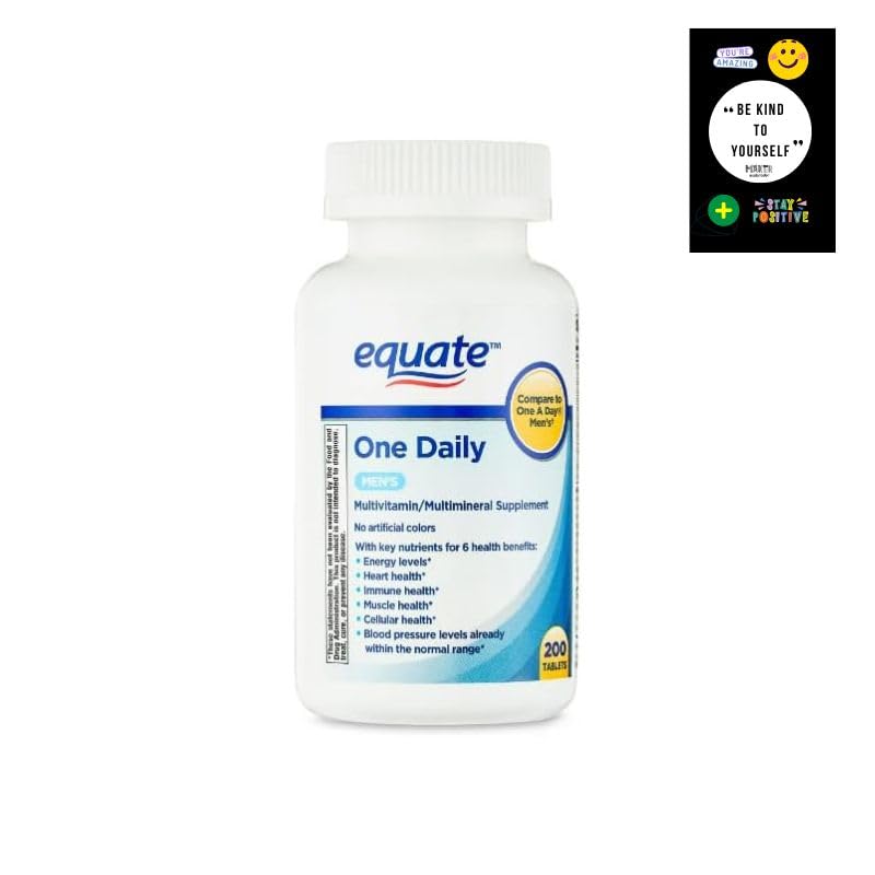 Equate One Daily Men's Multivitamin & Multimineral Supplement Tablets - 200 Count with Gift Card | Essential Nutrients for Energy, Immunity & Heart Health | Perfect for Active Men & Fitness Enthusiasts