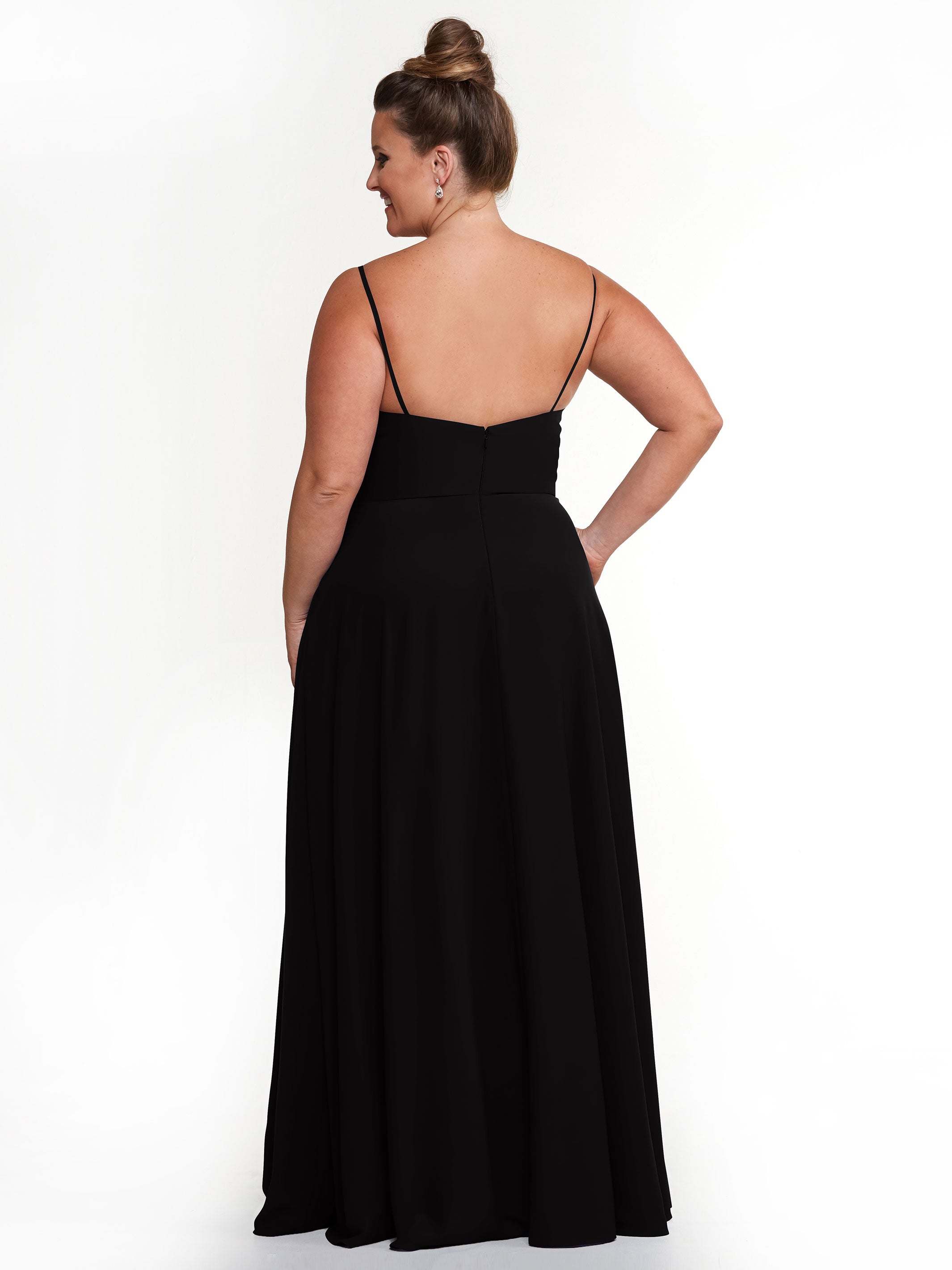 Elegant 83012 Flowy Stretch Chiffon A-Line Bridesmaid Dress with V-Neckline - Perfect for Weddings, Formal Events & Special Occasions