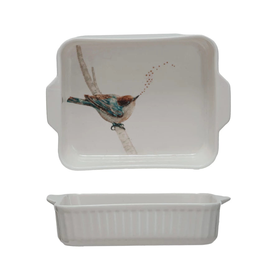 Handmade Stoneware Bird on Branch Baker - Perfect for Baking Bread, Pies & Desserts | Rustic Kitchen Decor & Gift Idea
