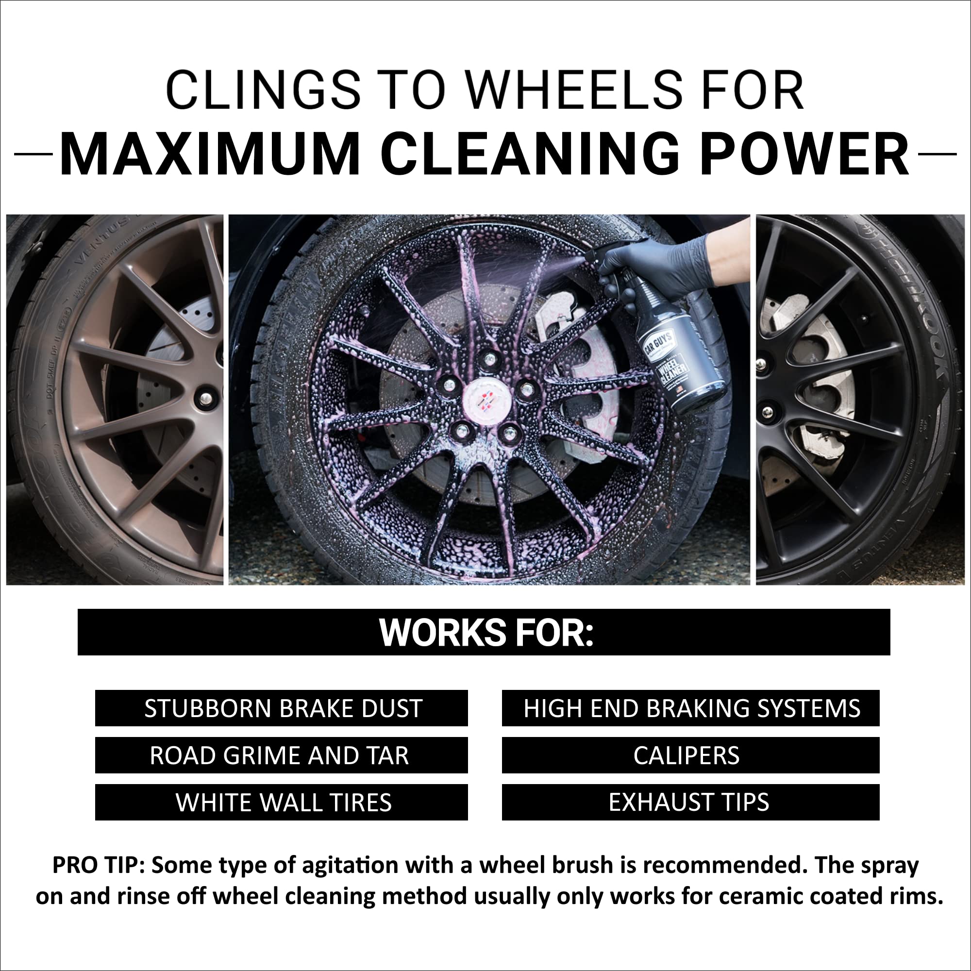 CAR GUYS Wheel Cleaner 1 Gallon Refill - Powerful Rim & Tire Cleaner | Safe Brake Dust Remover for All Vehicles | Ideal for Cars, Trucks, Motorcycles & RVs | Perfect for Home Garage & Professional Auto Detailing