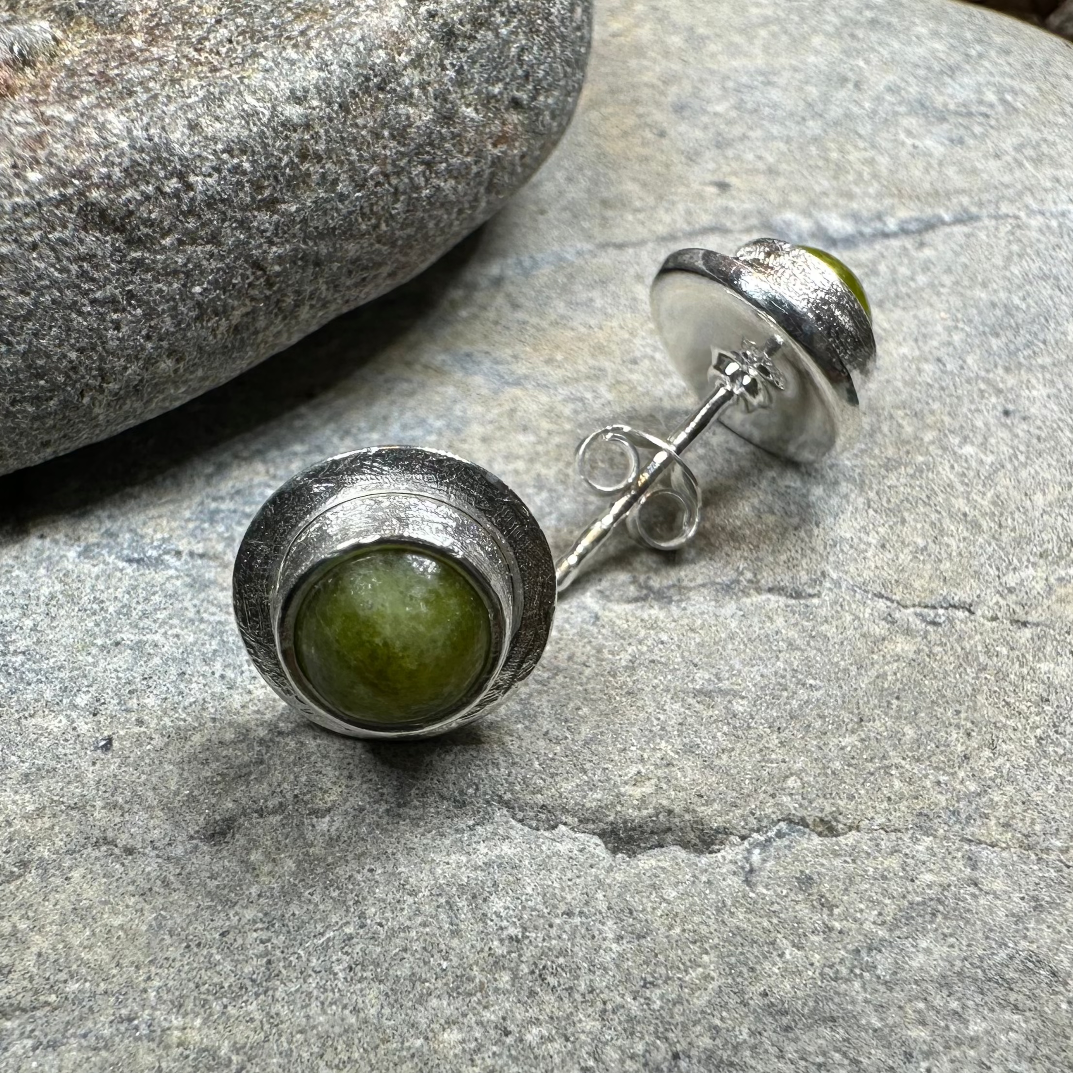 Connemara Marble Irish Coast Post Earrings - Authentic Irish Jewelry, Dainty Green Stone Stud Earrings for Women, Perfect for St. Patrick's Day Gifts & Everyday Wear
