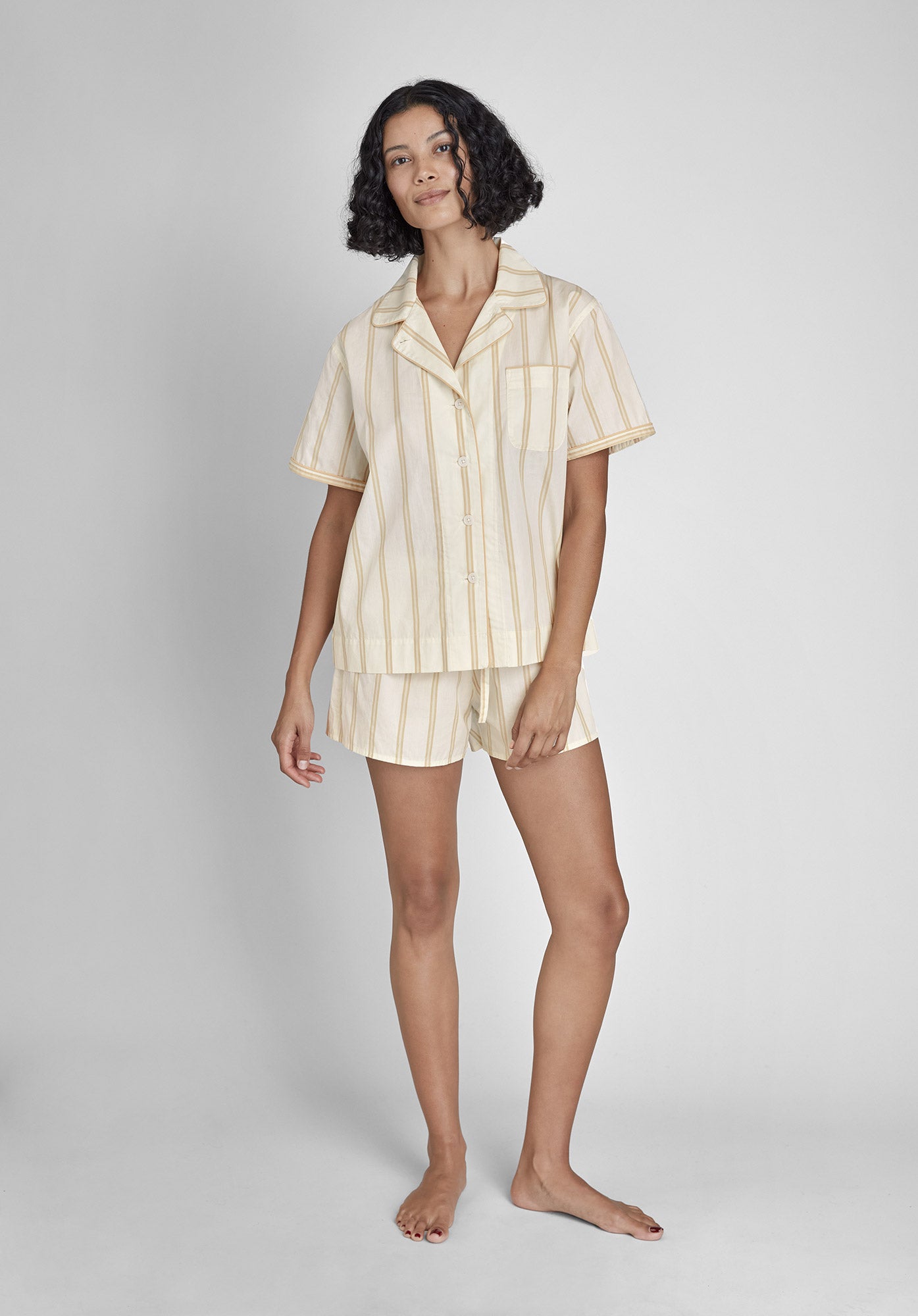 Corita Set in Sand & Cream Stripe - Stylish Women's 2-Piece Outfit for Casual Wear, Beach & Summer Vacations | Comfortable & Trendy Matching Set