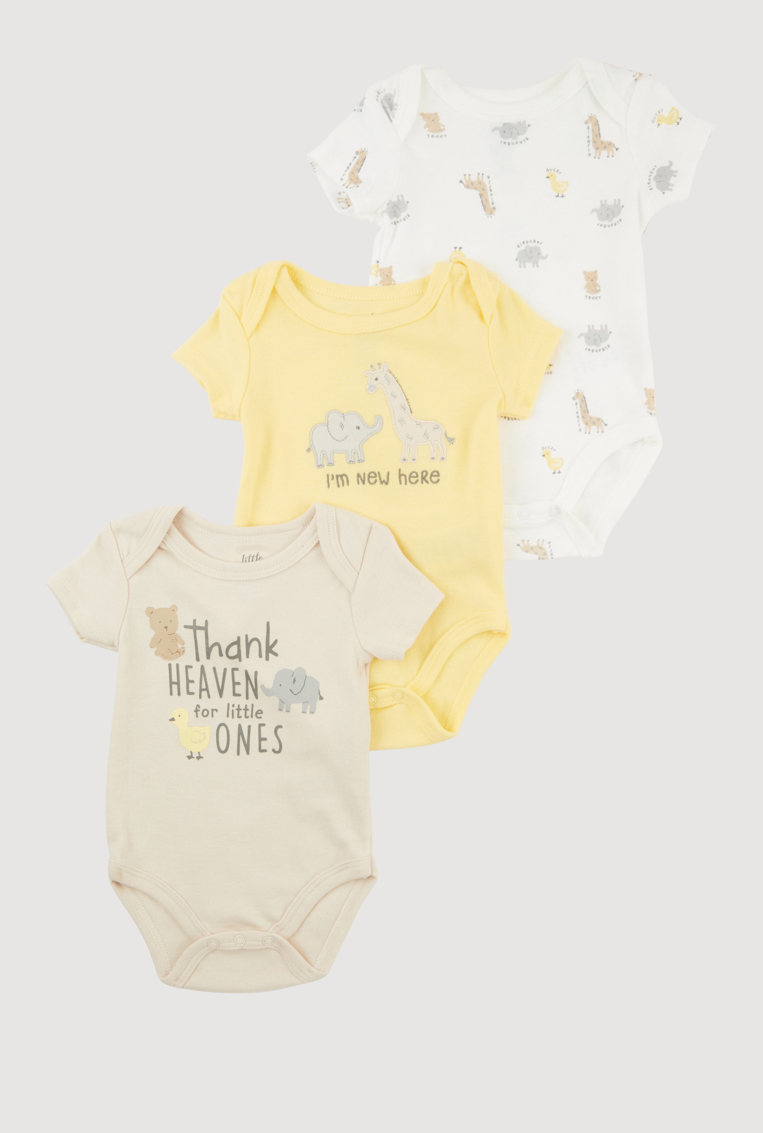 Baby Boys 0-9 Months Thank Heaven Graphic Print Bodysuits 3-Pack - Soft Cotton Onesies for Newborns & Infants - Perfect for Playtime, Family Photos & Everyday Wear