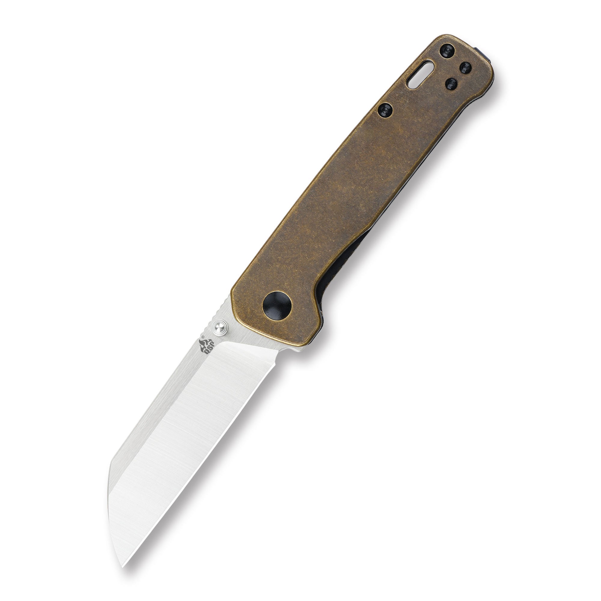 QSP Penguin Liner Lock Pocket Knife - D2 Steel Blade with Brass Handle for EDC, Camping & Outdoor Adventures