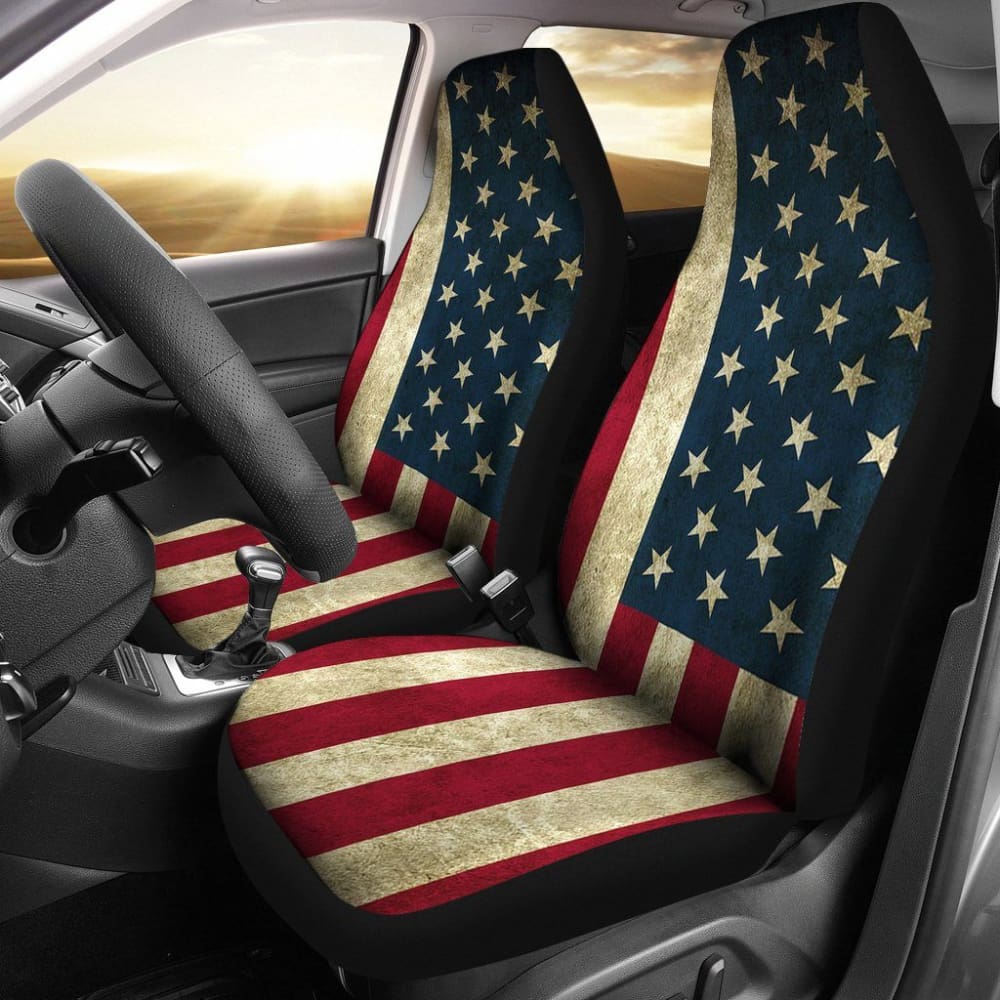 American Flag Car Seat Covers - Patriotic USA Design for Front & Back Seats - Durable Universal Fit for Cars, Trucks & SUVs - Perfect for 4th of July, Memorial Day & Veterans Day Celebrations