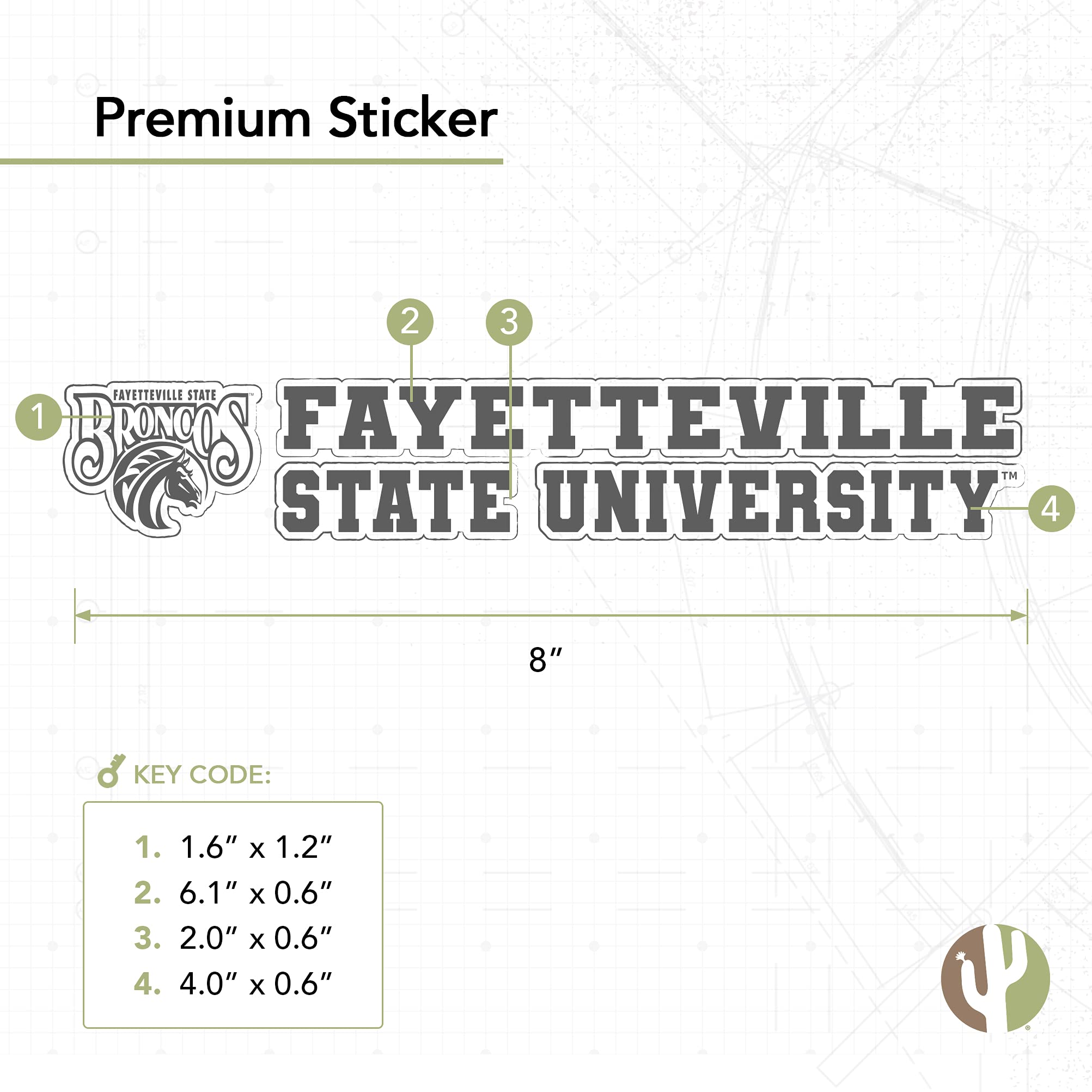 Fayetteville State University FSU Broncos Logo Vinyl Decal Sticker (8 Inch) - Desert Cactus Design for Laptop, Water Bottle, Car & Scrapbook - Perfect for School Spirit, College Pride & Fan Gifts