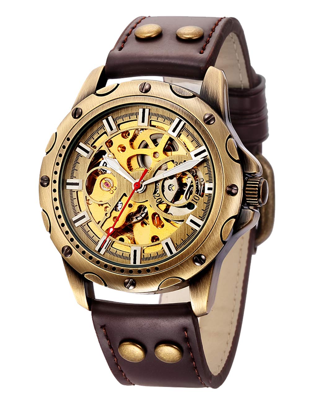 Steampunk Vintage Bronze Automatic Self-Wind Mechanical Watch for Men - CH25 | Retro Style Timepiece for Business, Casual & Formal Occasions