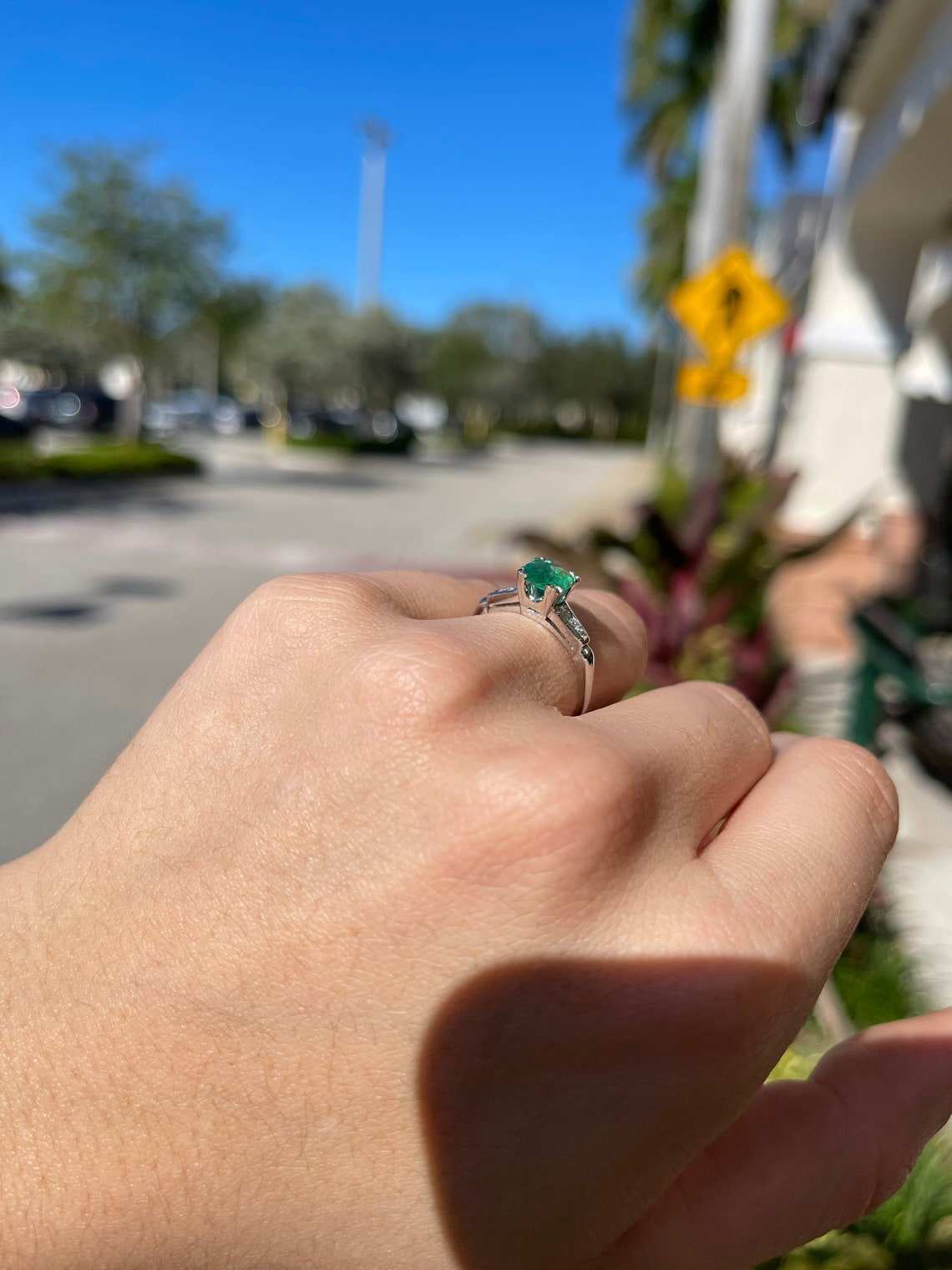 1.0tcw Dainty Dark Green Natural Emerald & Diamond Engagement Ring 14K Gold - Perfect for Proposals, Weddings, and Anniversary Gifts