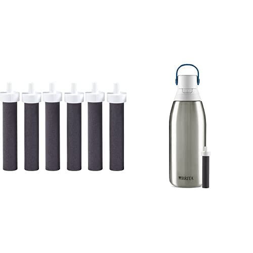 Brita 32oz Insulated Filtered Water Bottle with Straw & 6 Replacement Filters – Perfect for Hiking, Gym, and Everyday Hydration