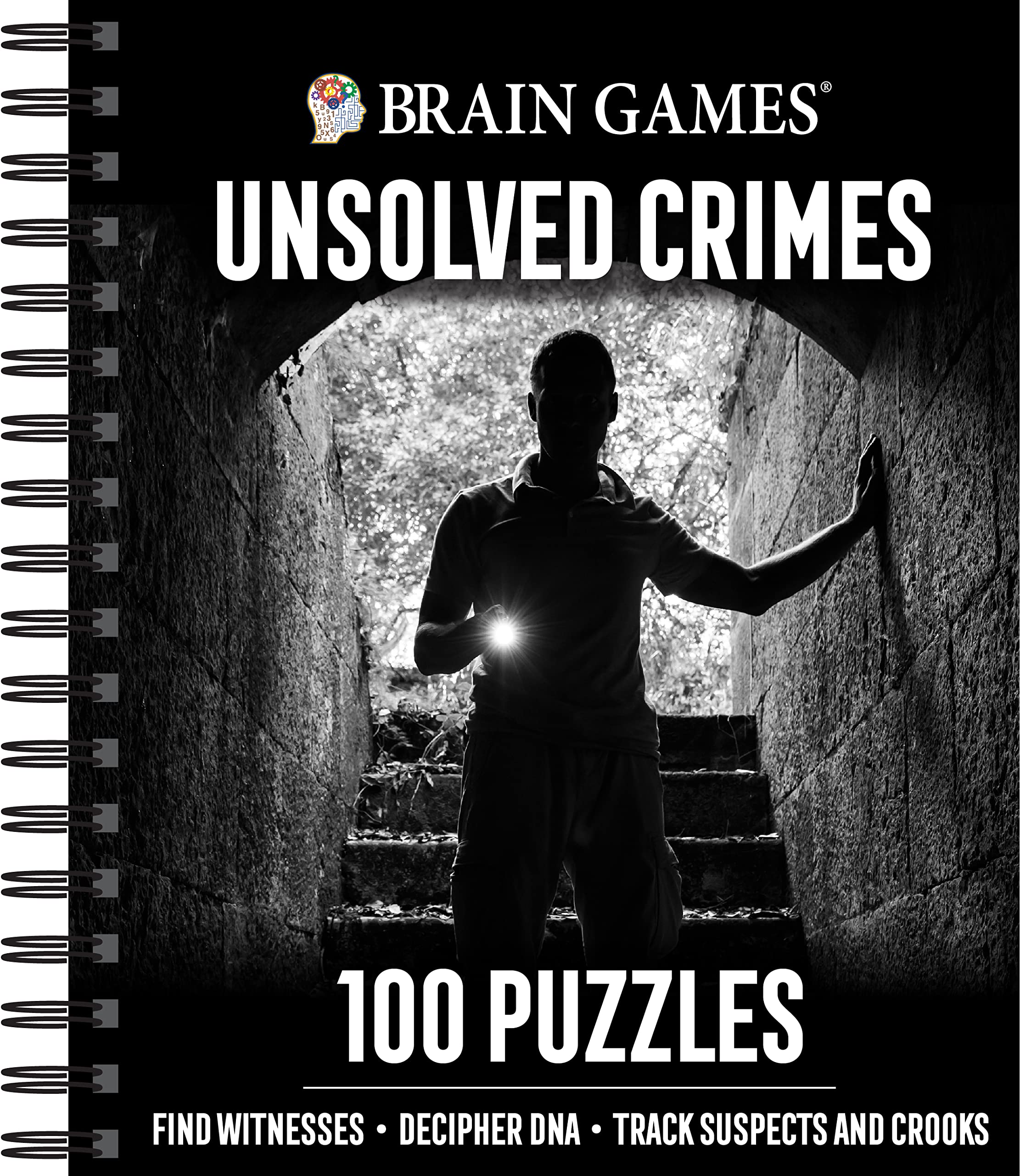 Brain Games - Unsolved Crimes: 100 Challenging Mystery Puzzles for Adults | Crime Scene Investigation & Detective Work | Perfect for Parties, Family Game Nights & Mental Exercise
