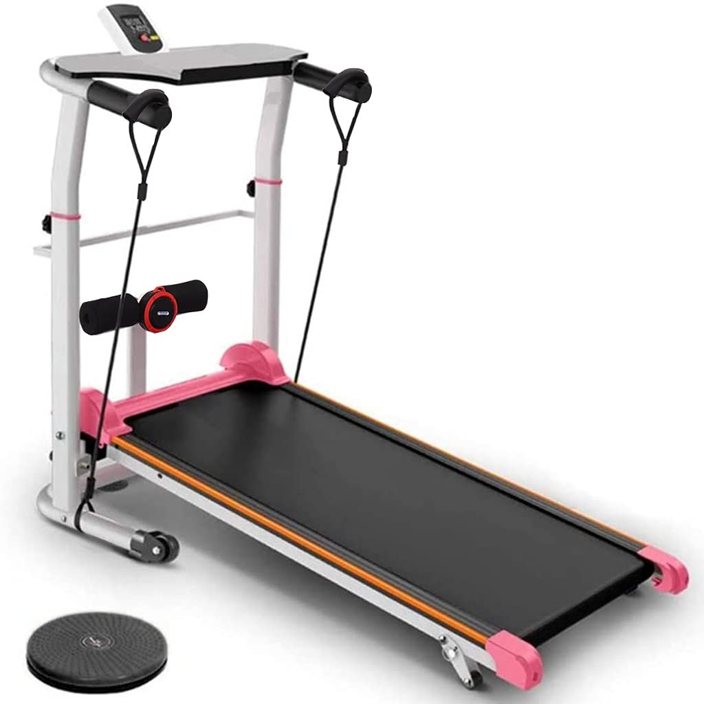 Sunny Health & Fitness Heavy Duty Manual Non-Electric Treadmill - Foldable 2-Wheel Walking Machine for Home Gym, 15° Incline, 300lb Capacity | Compact Treadmill for Small Spaces, Apartment Workouts & Women's Fitness Training