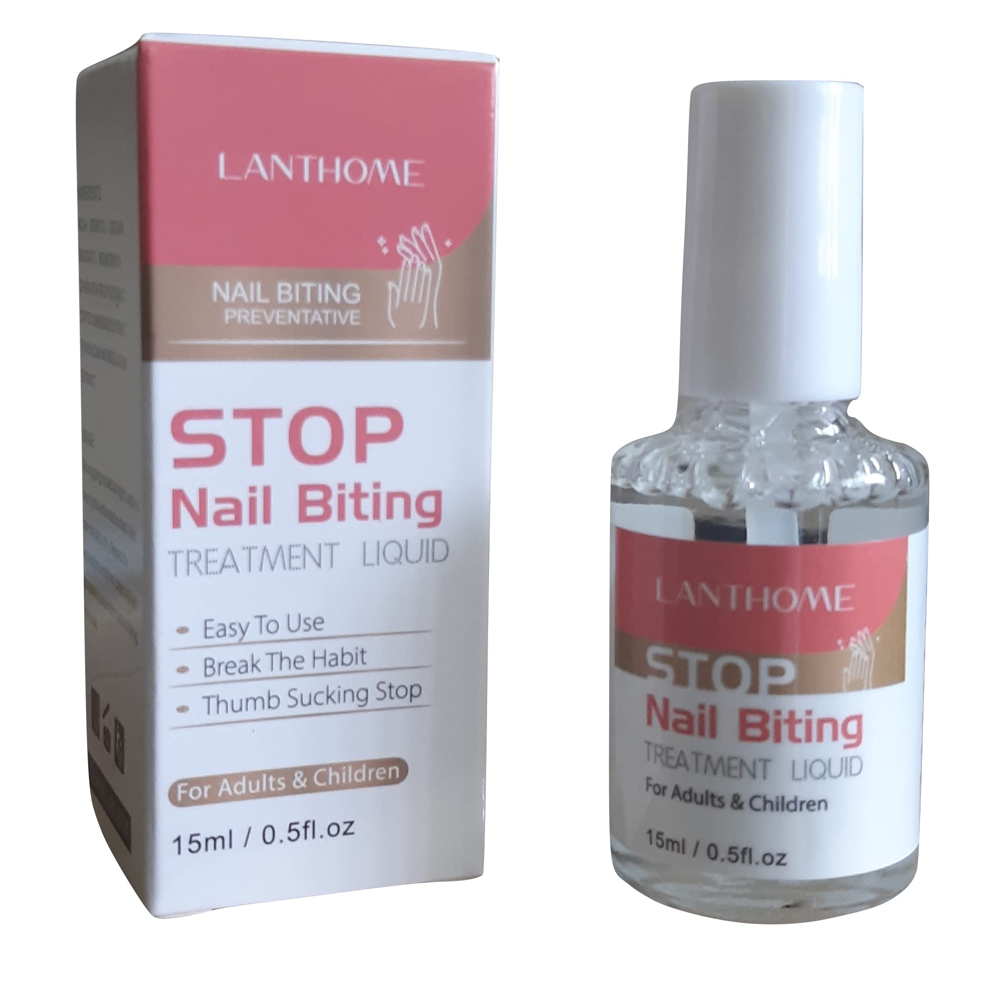 Stop Nail Biting & Thumb Sucking Solution for Adults & Kids - 15ml Bitter Nail Polish to Break Bad Habits | Perfect for Home, School & Travel Use