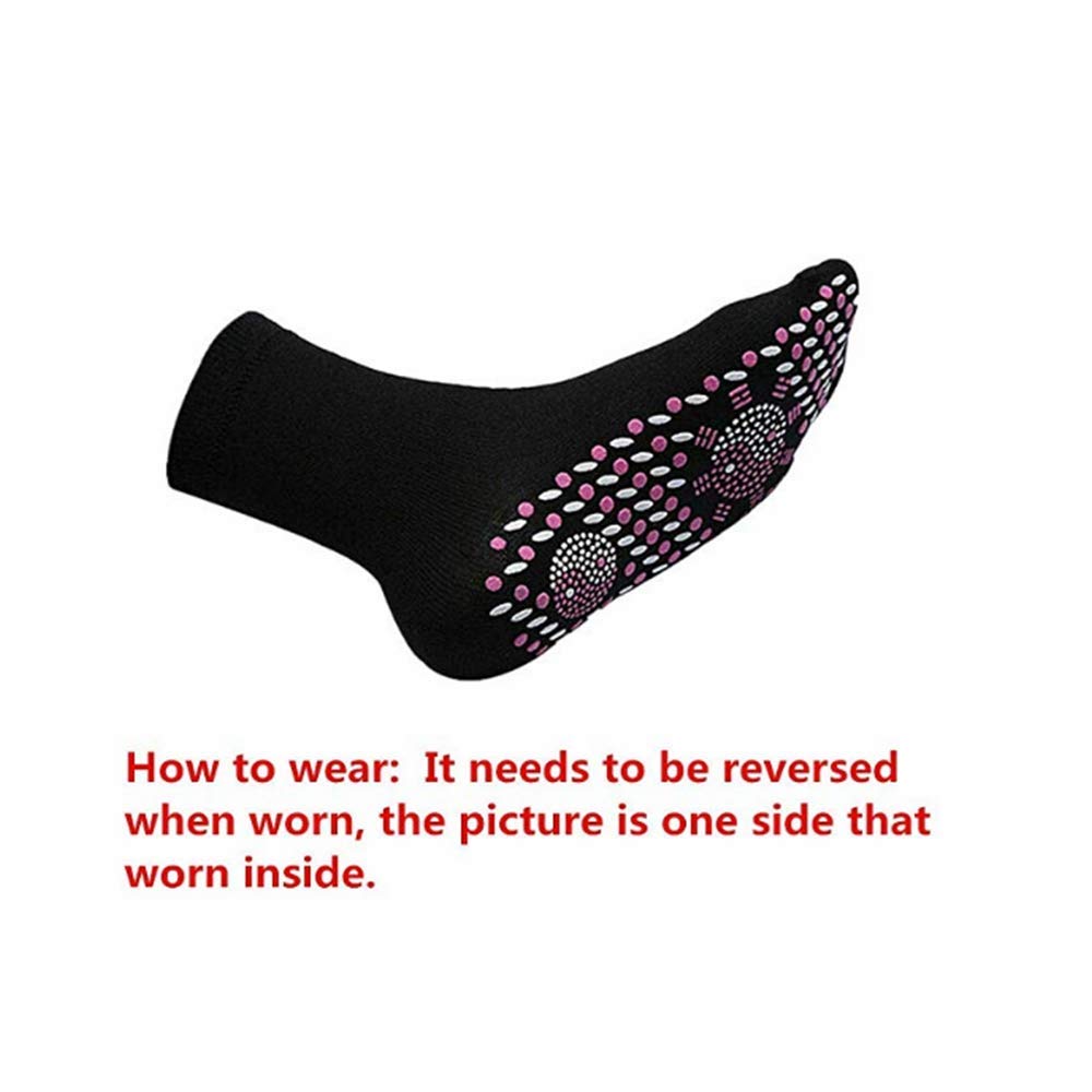 Self Heating Magnetic Therapy Socks with Tourmaline - Unisex Winter Warm Massage Socks for Skiing & Cold Weather Relief (Black) - Perfect for Outdoor Sports, Arthritis Pain Relief & Cozy Home Wear