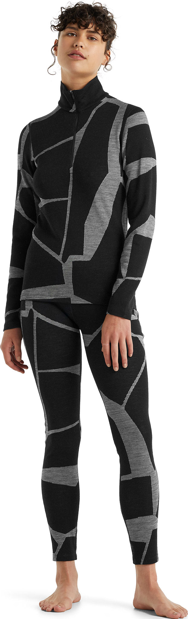 250 Vertex Fractured Landscapes Long Sleeve Half Zip Base Layer for Women - Thermal Underwear for Hiking, Skiing & Outdoor Activities