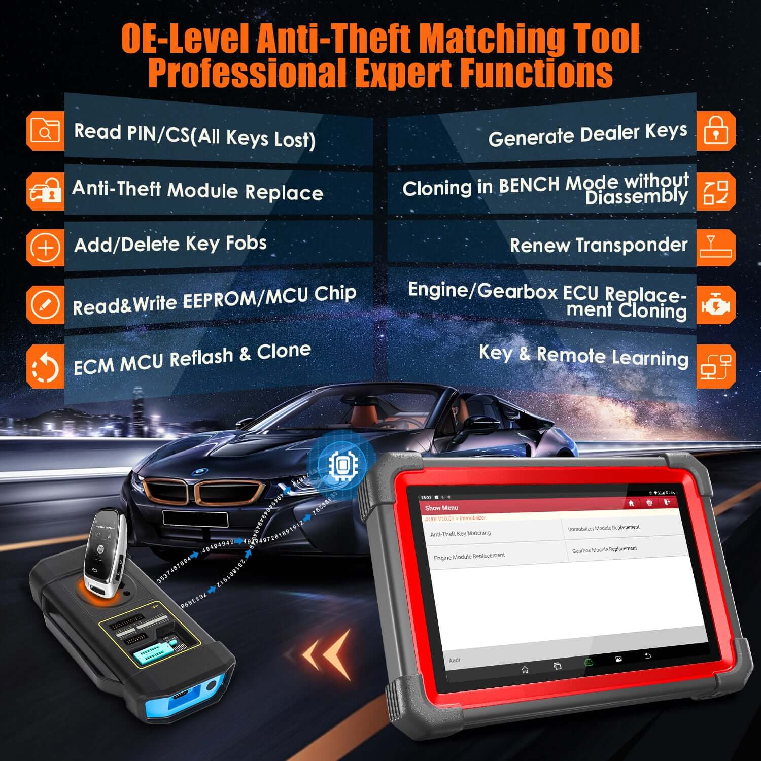 LAUNCH X431 IMMO Plus Key Programmer & ECU Coding OBD2 Scanner - Automotive Diagnostic Tool for Key Programming, ECU Coding, and Car Diagnostics | Perfect for Mechanics, Auto Shops, and DIY Car Enthusiasts