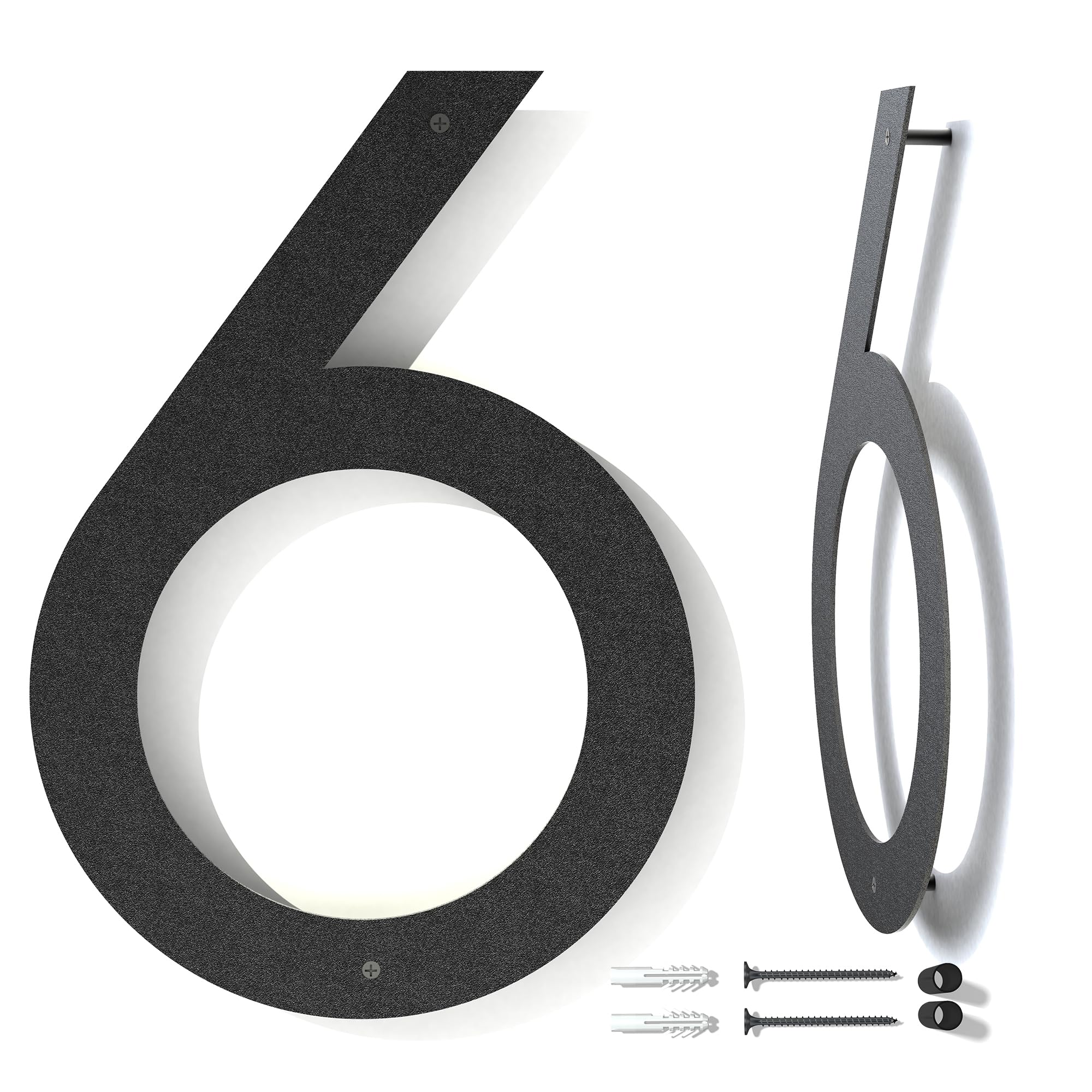 12 Inch Floating Metal House Numbers for Mailbox - Modern Black Coated Rust-Proof Address Plaque with Nail Kit | Outdoor Home Signage for Front Door, Porch & Garden Decor