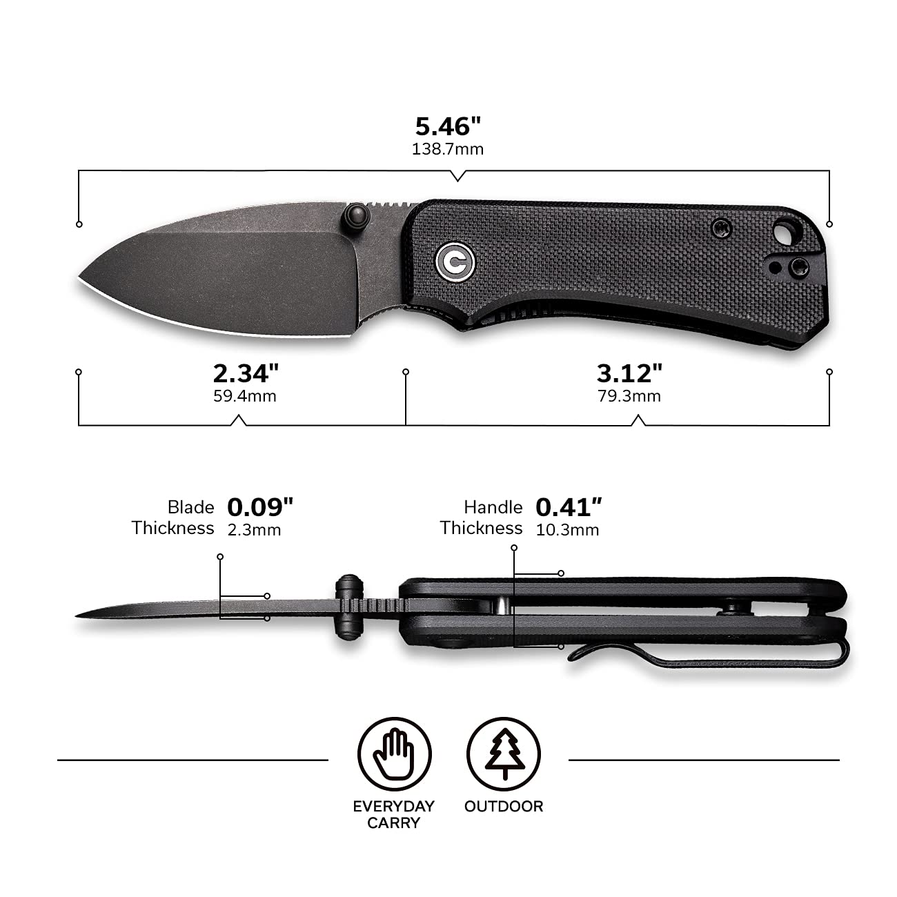 CIVIVI Baby Banter Bundled Tamashii - Premium EDC Pocket Knife Set with Sheath | Compact, Lightweight & Razor Sharp for Everyday Carry, Outdoor Adventures & Tactical Use