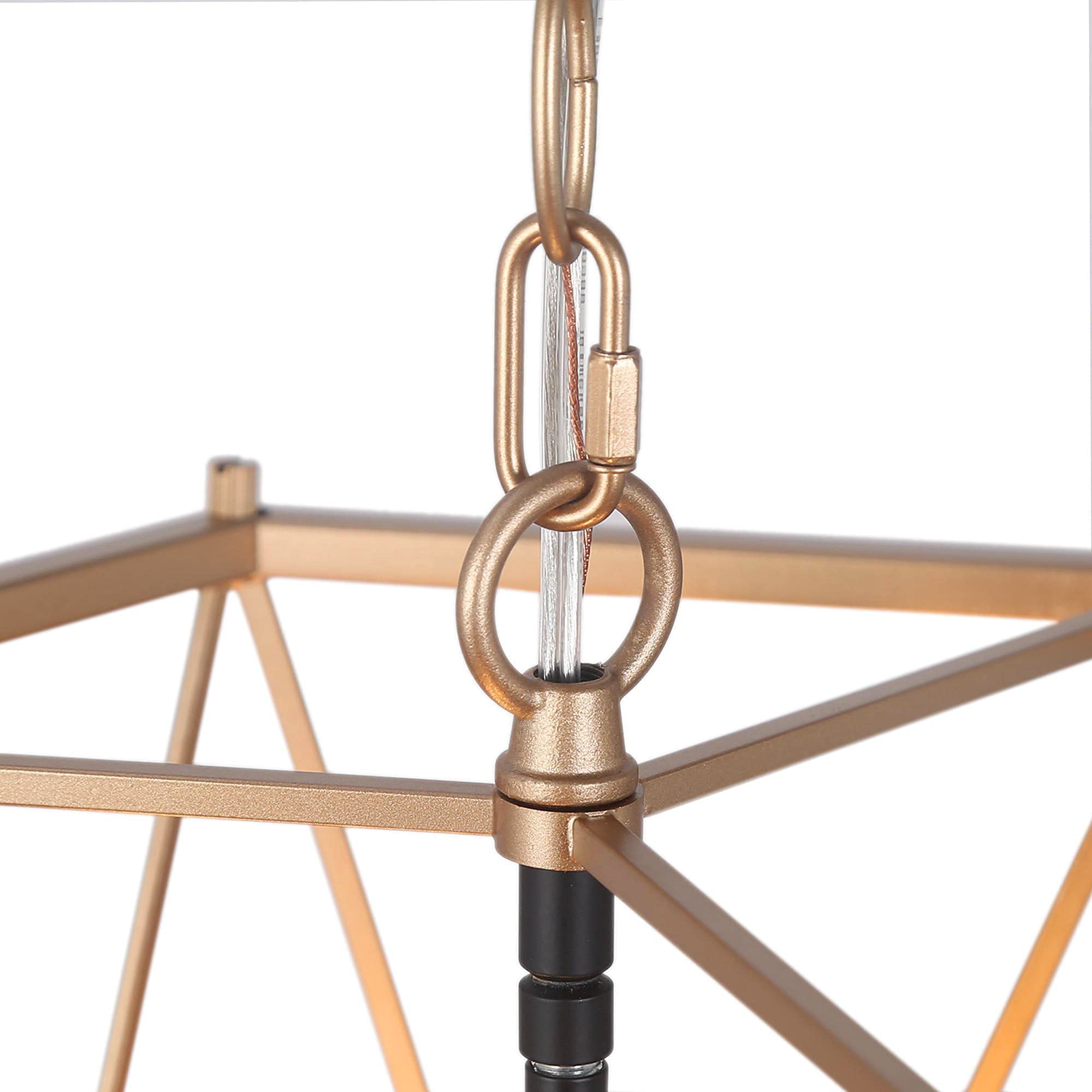 Modern 4-Light Gold Chandelier - Durent Lighting Metal Pendant Fixture for Kitchen Island, Bedroom, Dining Room | Elegant Lighting for Home & Office Decor