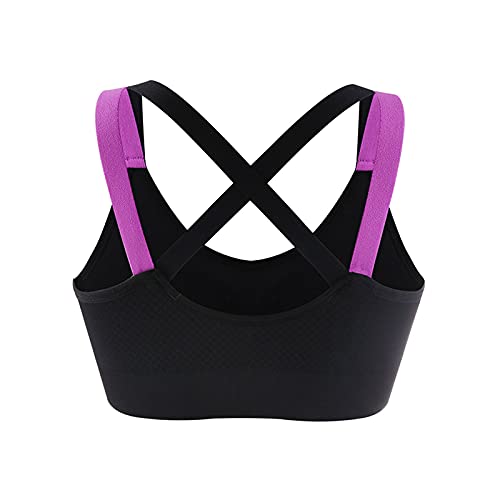 Wire-Free Sports Bra for Women - Seamless Yoga Top with Cross Back Design for Running, Gym & Outdoor Activities (Black, Large) - Pack of Comfortable Workout Bras
