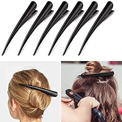 Panaakhi Black Non-Slip Metal Duckbill Hair Clips - 5 Pack Alligator Hair Pins for Women, Crocodile Barrettes Hair Styling Tools for Sectioning & Styling - Perfect for Salon, Home Use & DIY Hairstyles