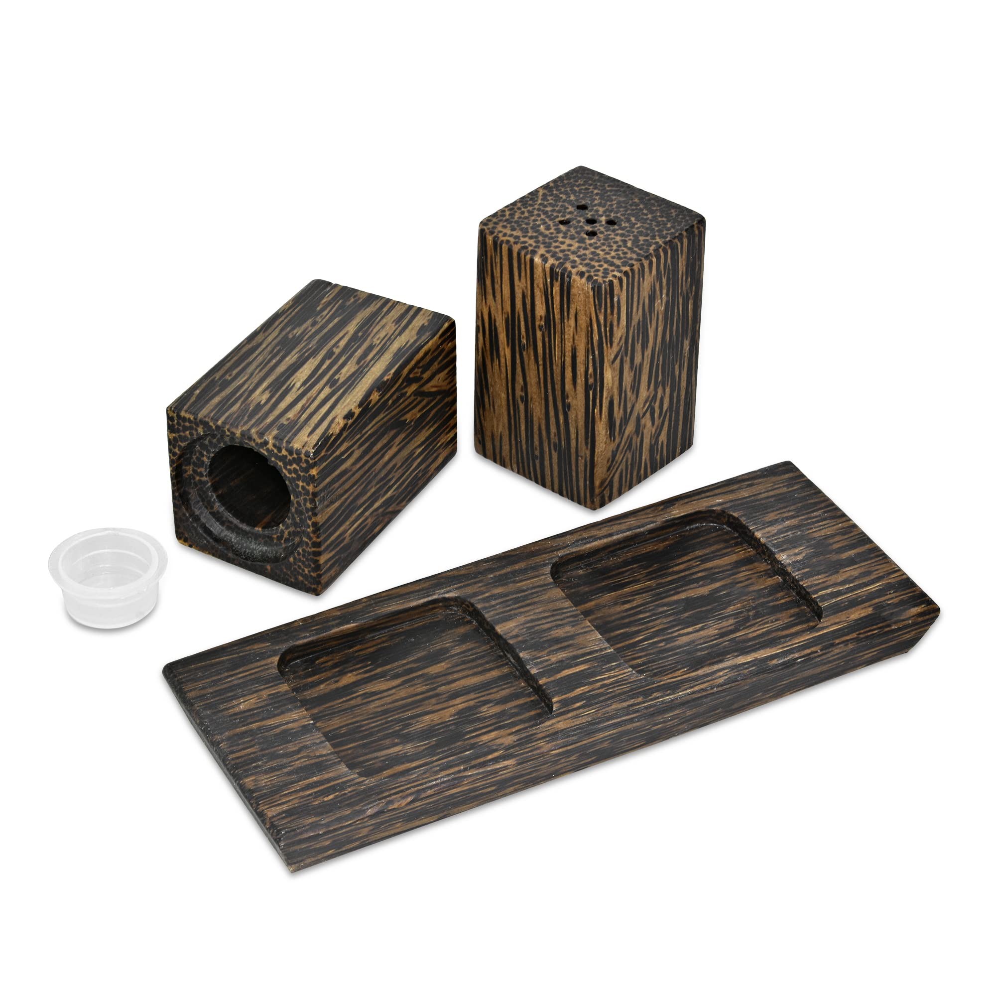 Premium Pepper & Spice Condiment Set - Natural Sugar Palm Wood Seasoning Containers with Lid | Kitchen Spice Organizer & Decorative Storage Jars | Perfect for Cooking, Baking, and Home Decor